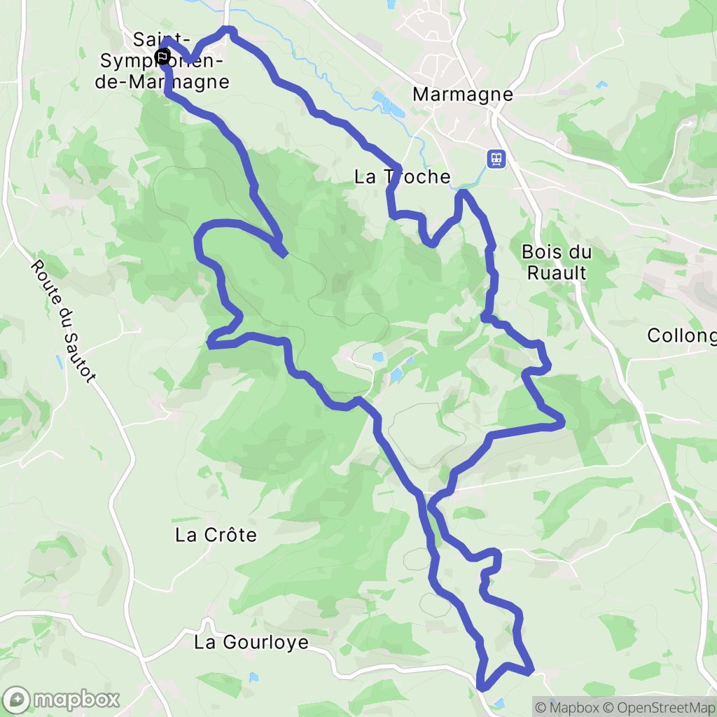 Saint-Symphorien-de-Marmagne : carte du parcours de randonnée - France