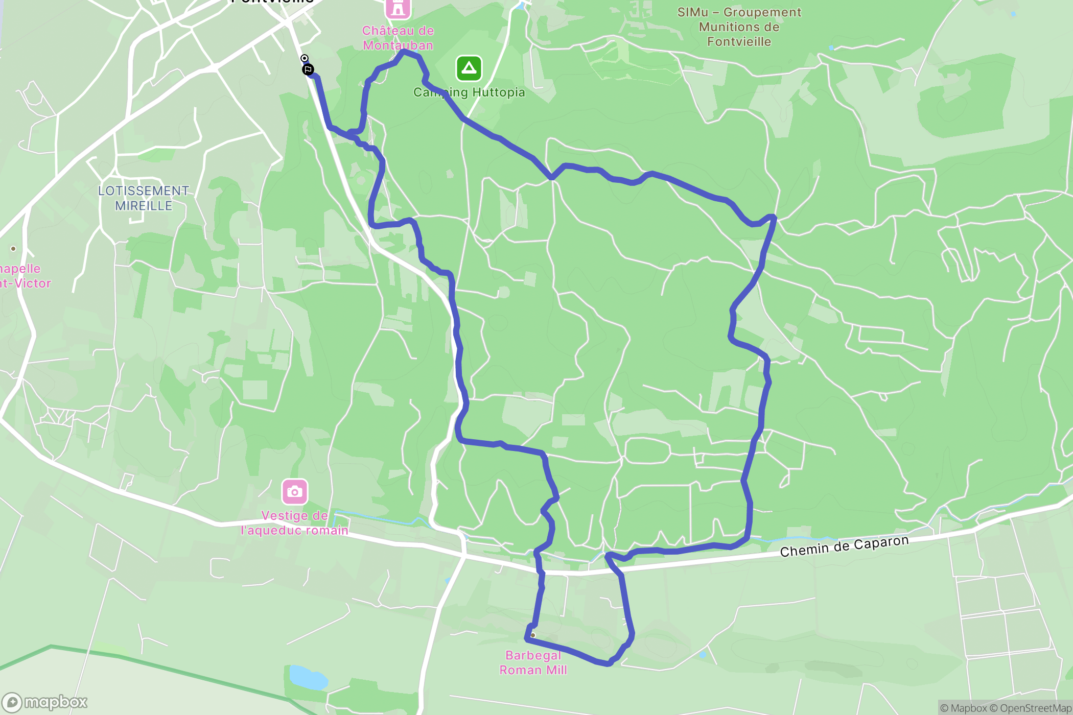 Fontvieille : carte du parcours de randonnée - France