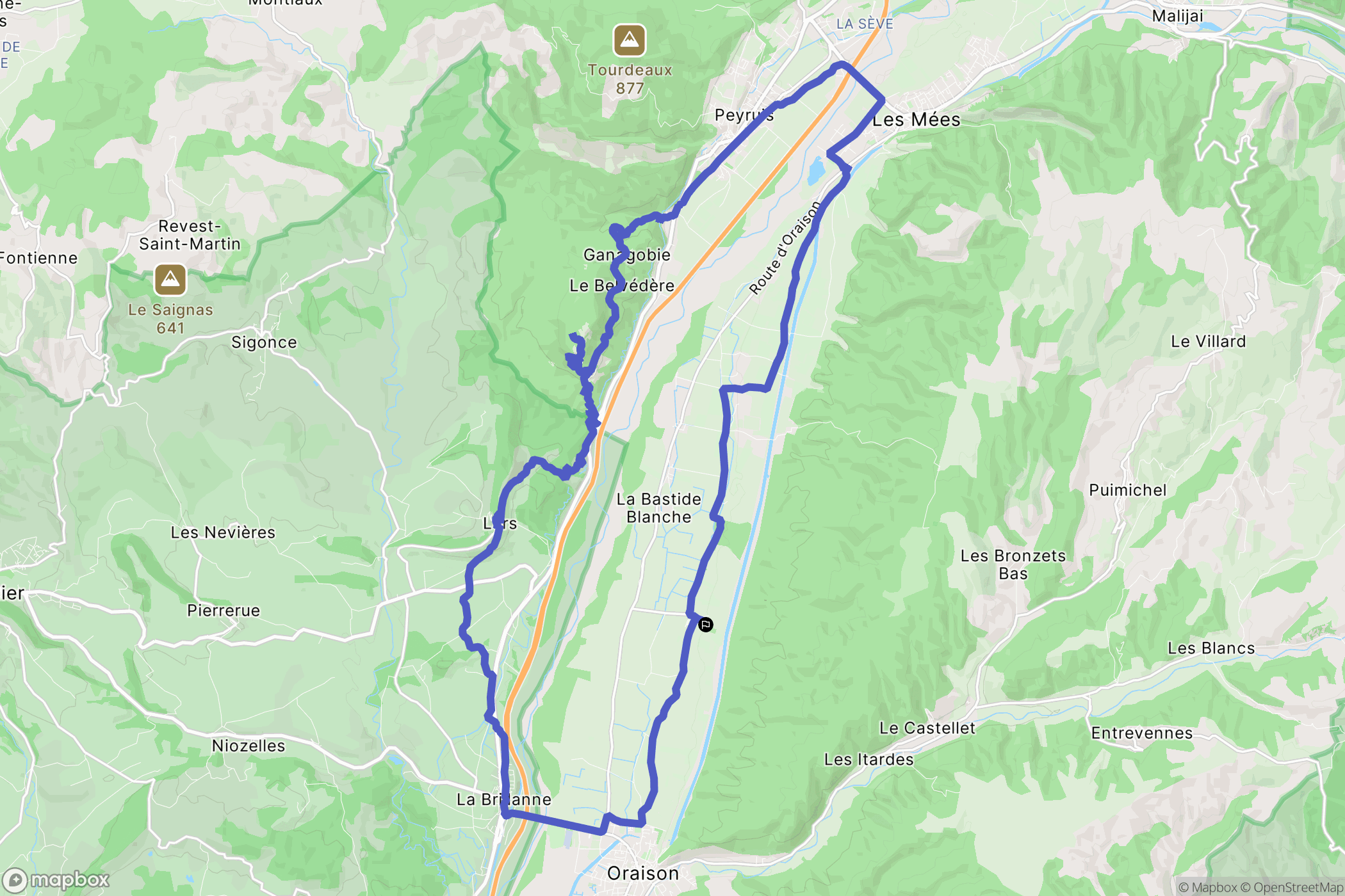 Les Mées : carte du parcours de randonnée - France
