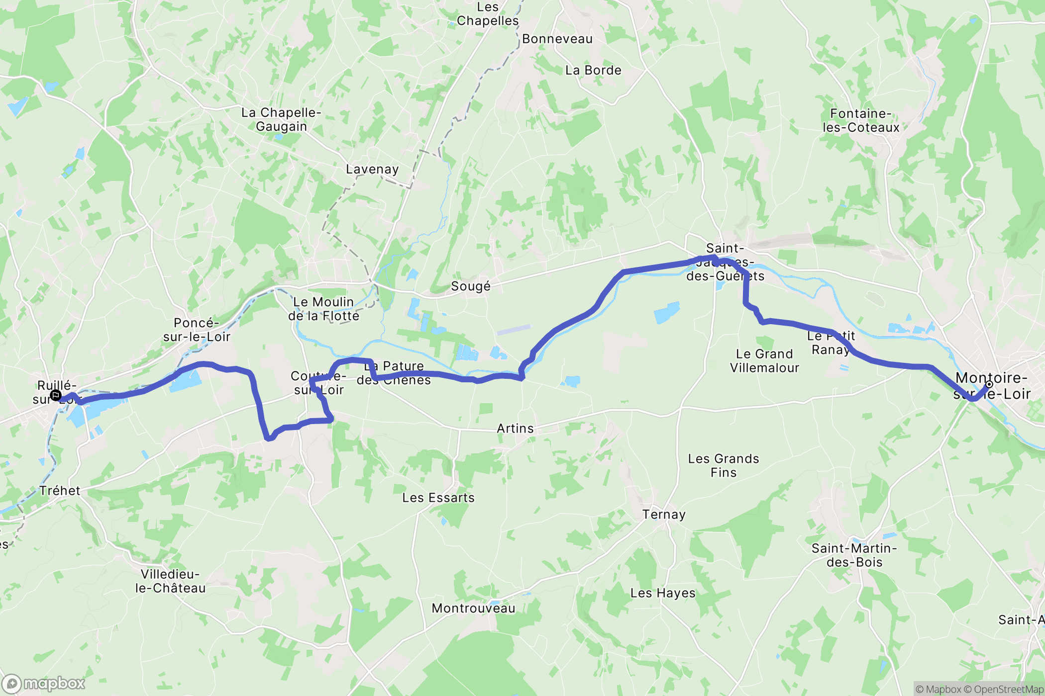 Montoire-sur-le-Loir : carte du parcours de randonnée - France