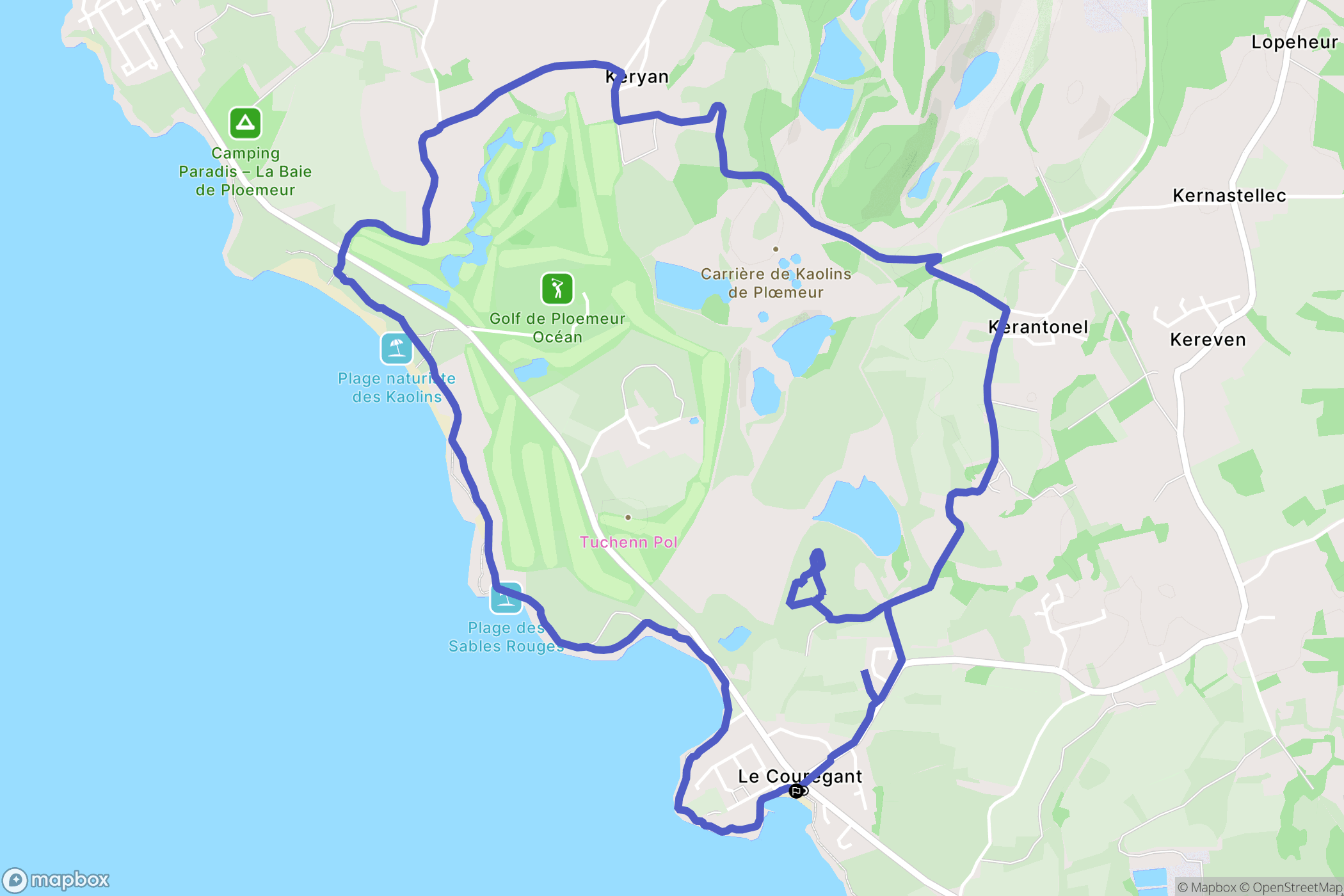 Ploemeur : carte du parcours de randonnée - France
