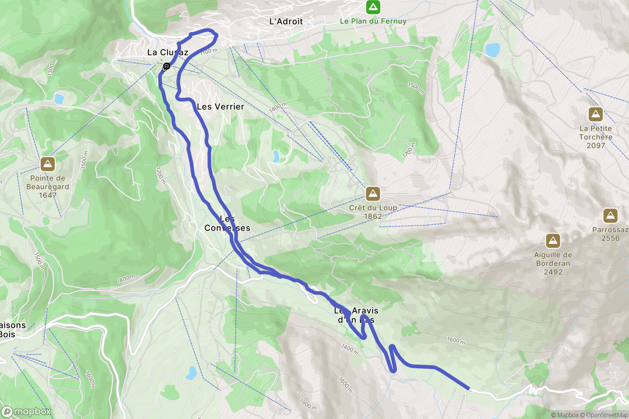 La Clusaz : carte du parcours de randonnée - France