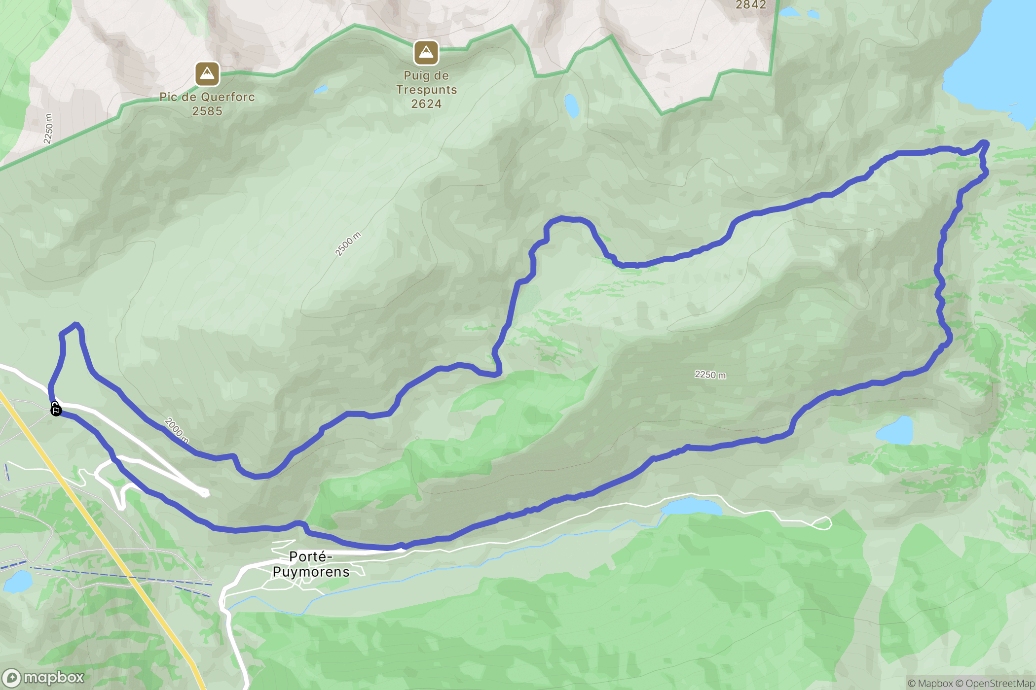 Porté-Puymorens : carte du parcours de randonnée - France