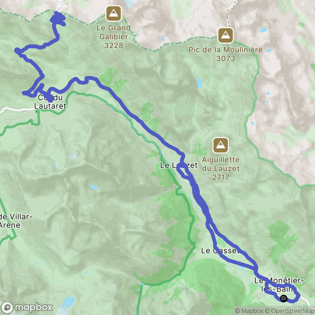 Le Monêtier-les-Bains : carte du parcours de randonnée - France