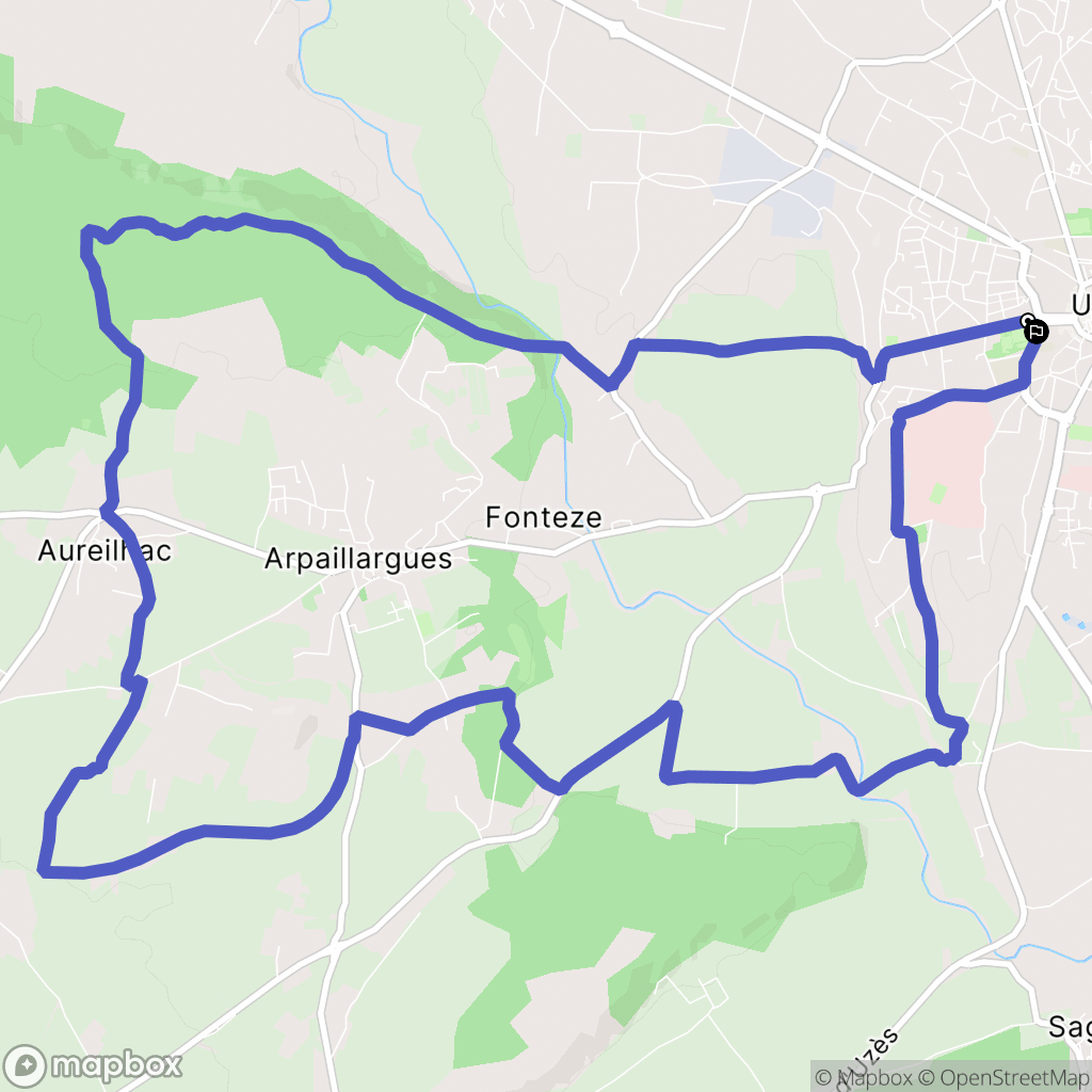 Uzès : carte du parcours de randonnée - France