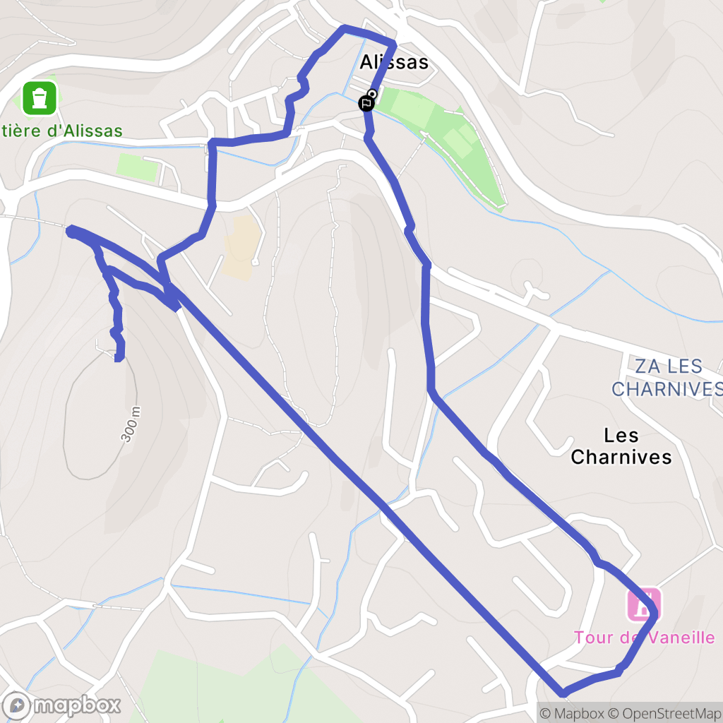 Alissas : carte du parcours de randonnée - France