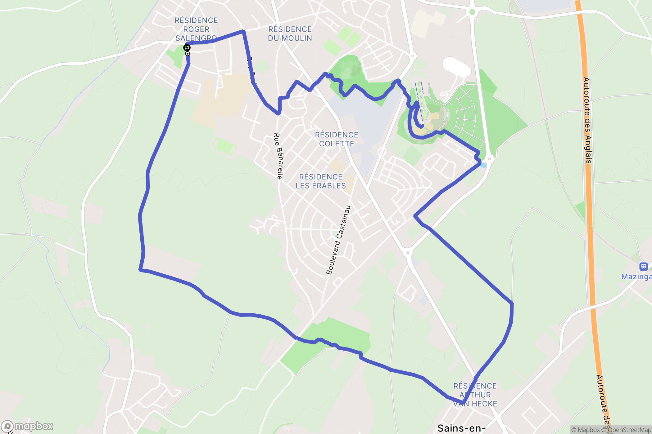 Nœux-les-Mines : carte du parcours de randonnée - France