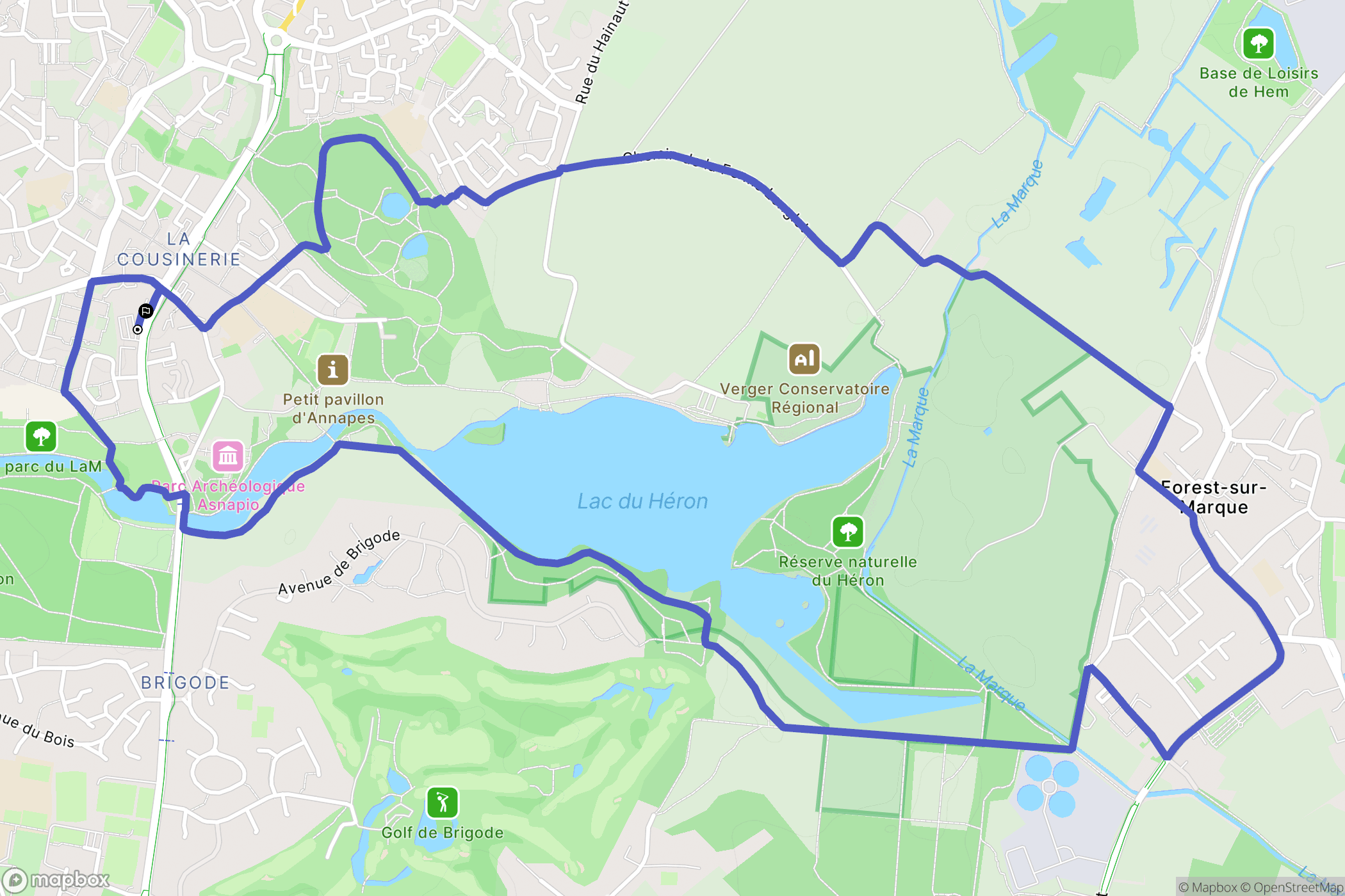Villeneuve-d'Ascq : carte du parcours de randonnée - France