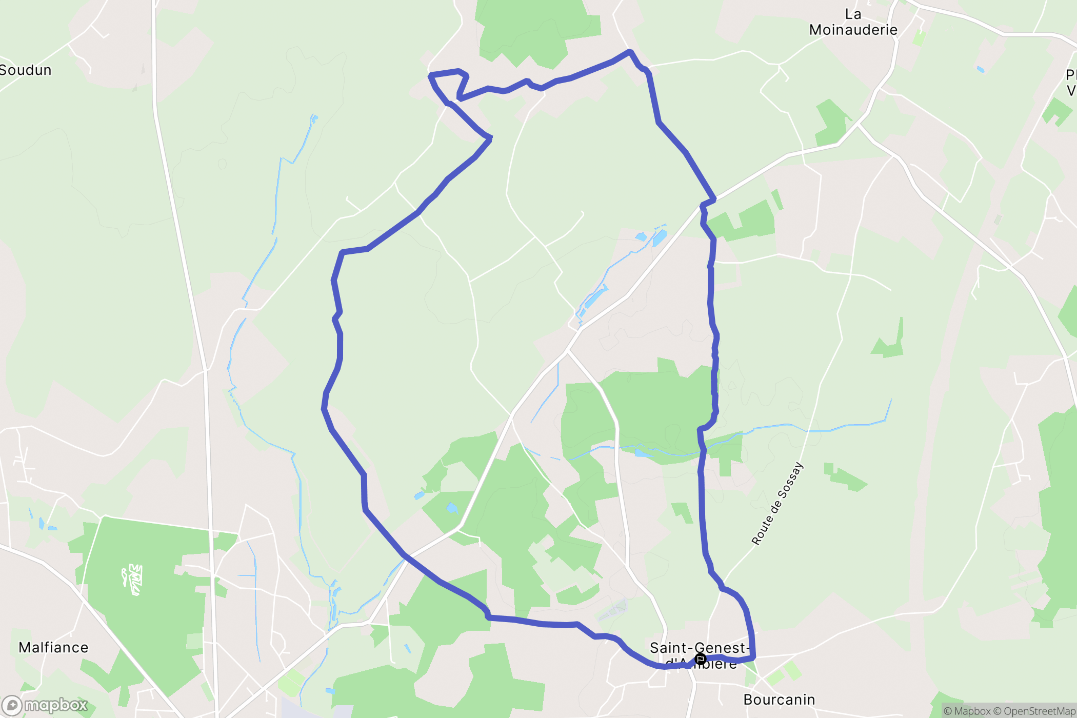 Saint-Genest-d'Ambière : carte du parcours de randonnée - France