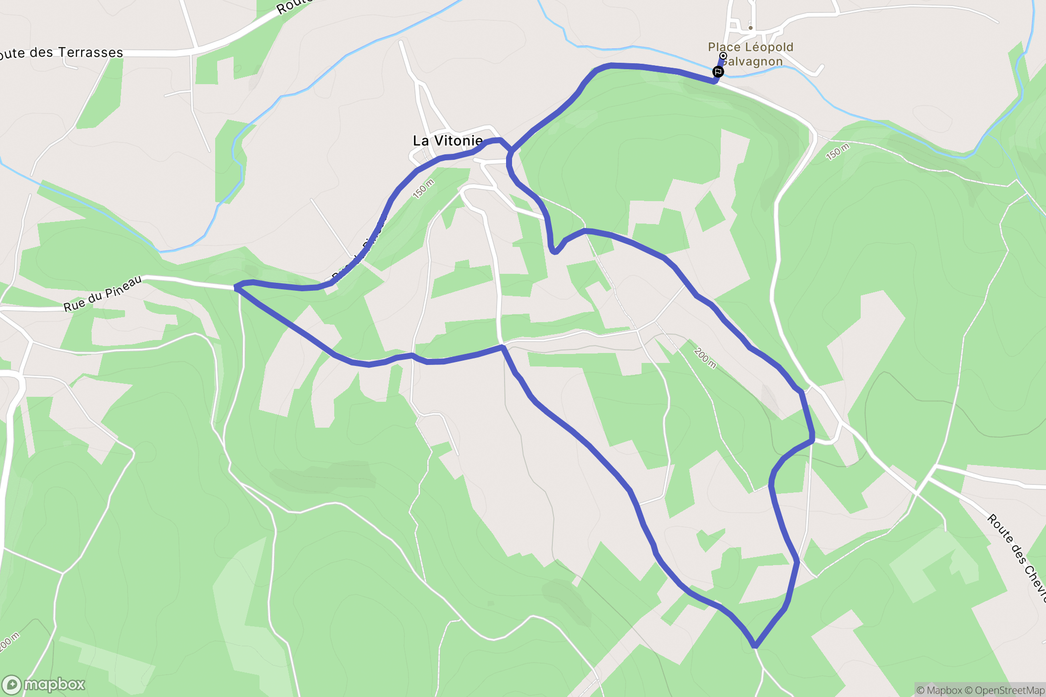 Saint-Pantaly-d'Excideuil : carte du parcours de randonnée - France
