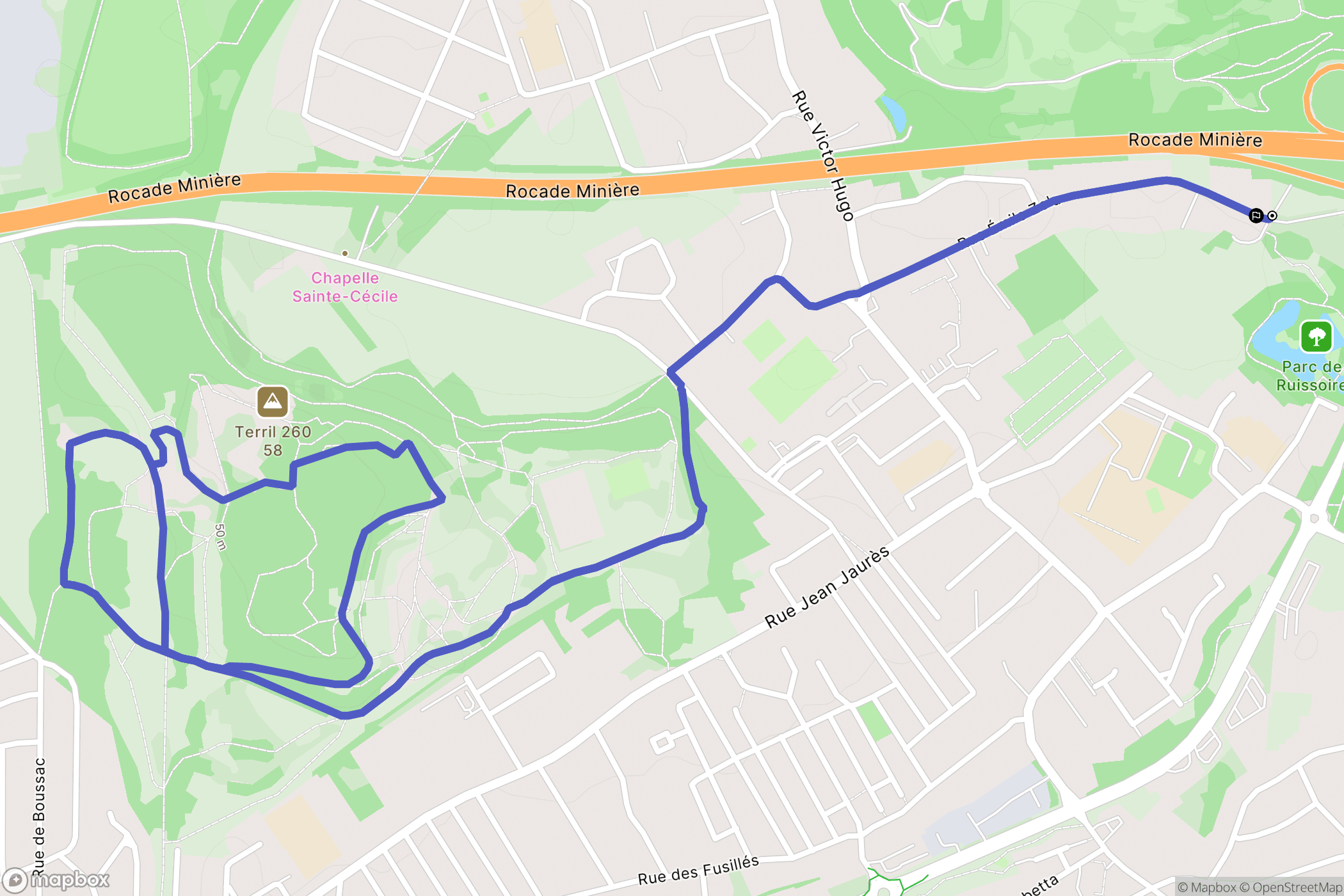 Fouquières-lès-Lens : carte du parcours de randonnée - France