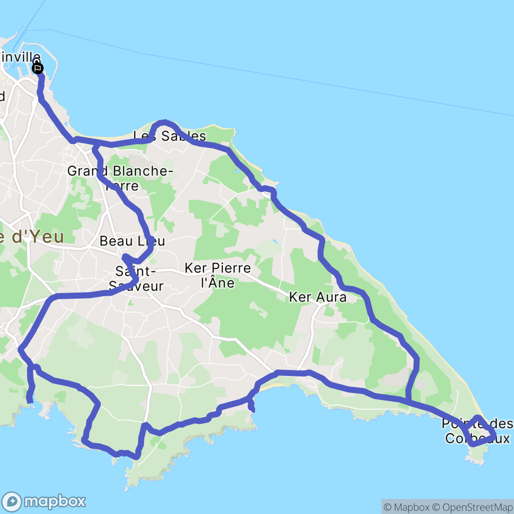 L'Île-d'Yeu : carte du parcours de randonnée - France