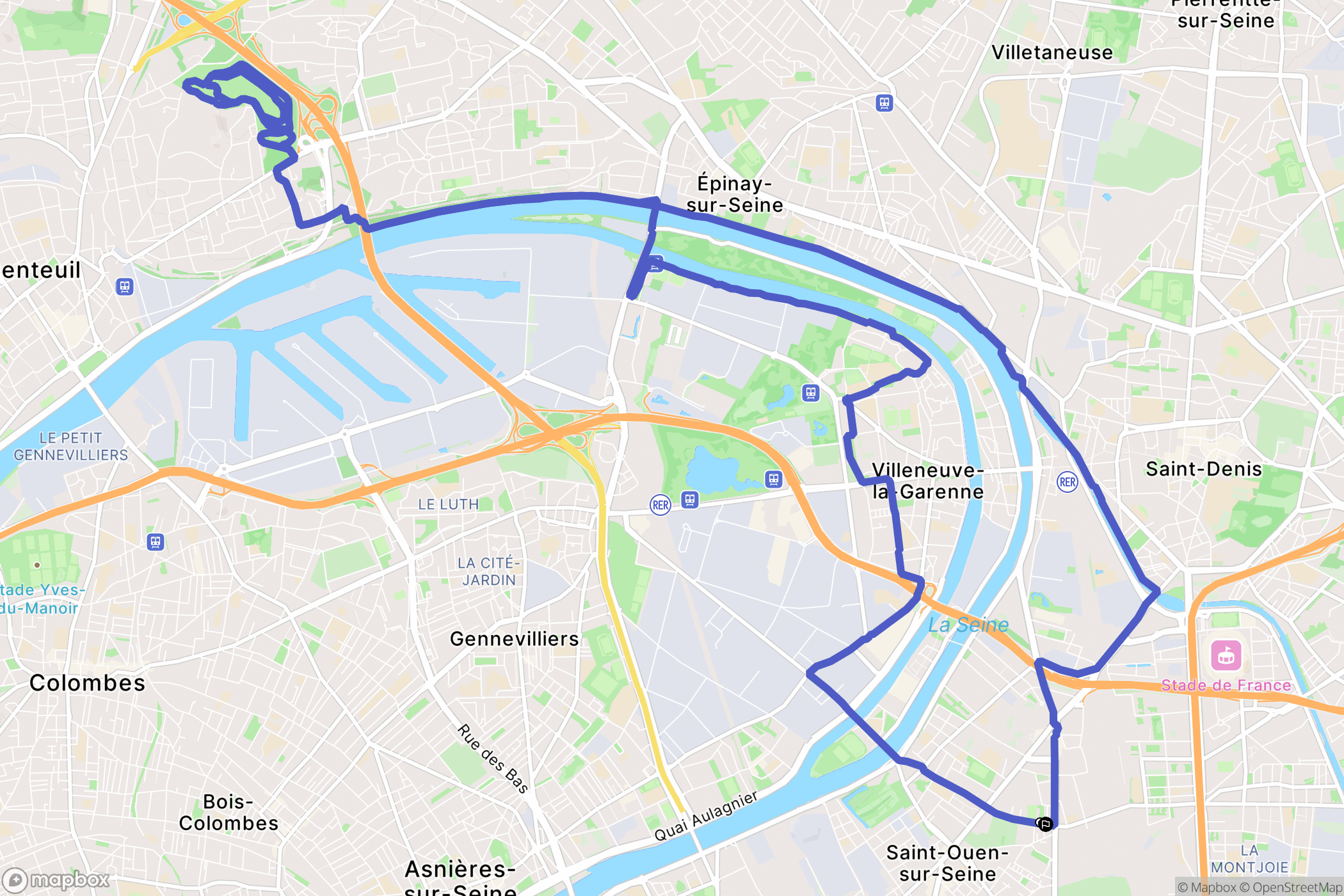 Saint-Denis : carte du parcours de randonnée - France