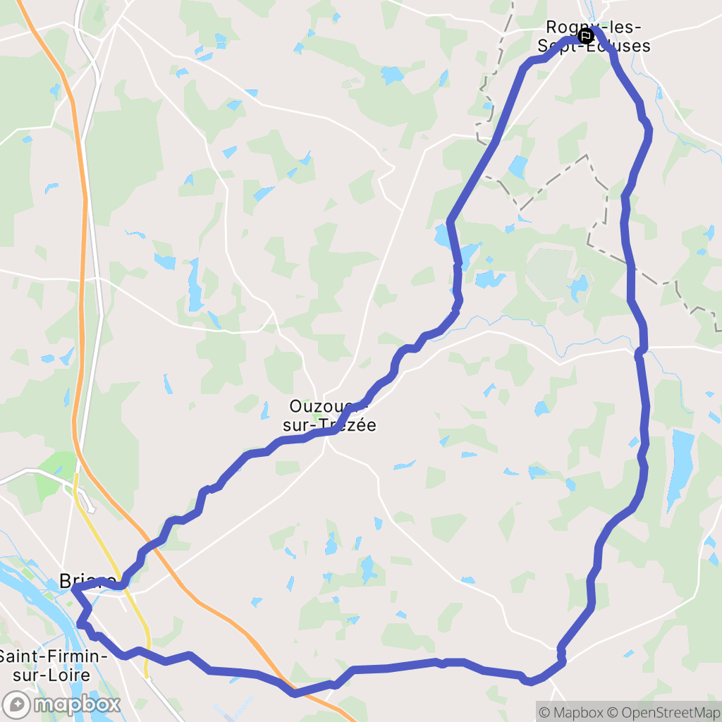 Rogny-les-Sept-Écluses : carte du parcours de randonnée - France