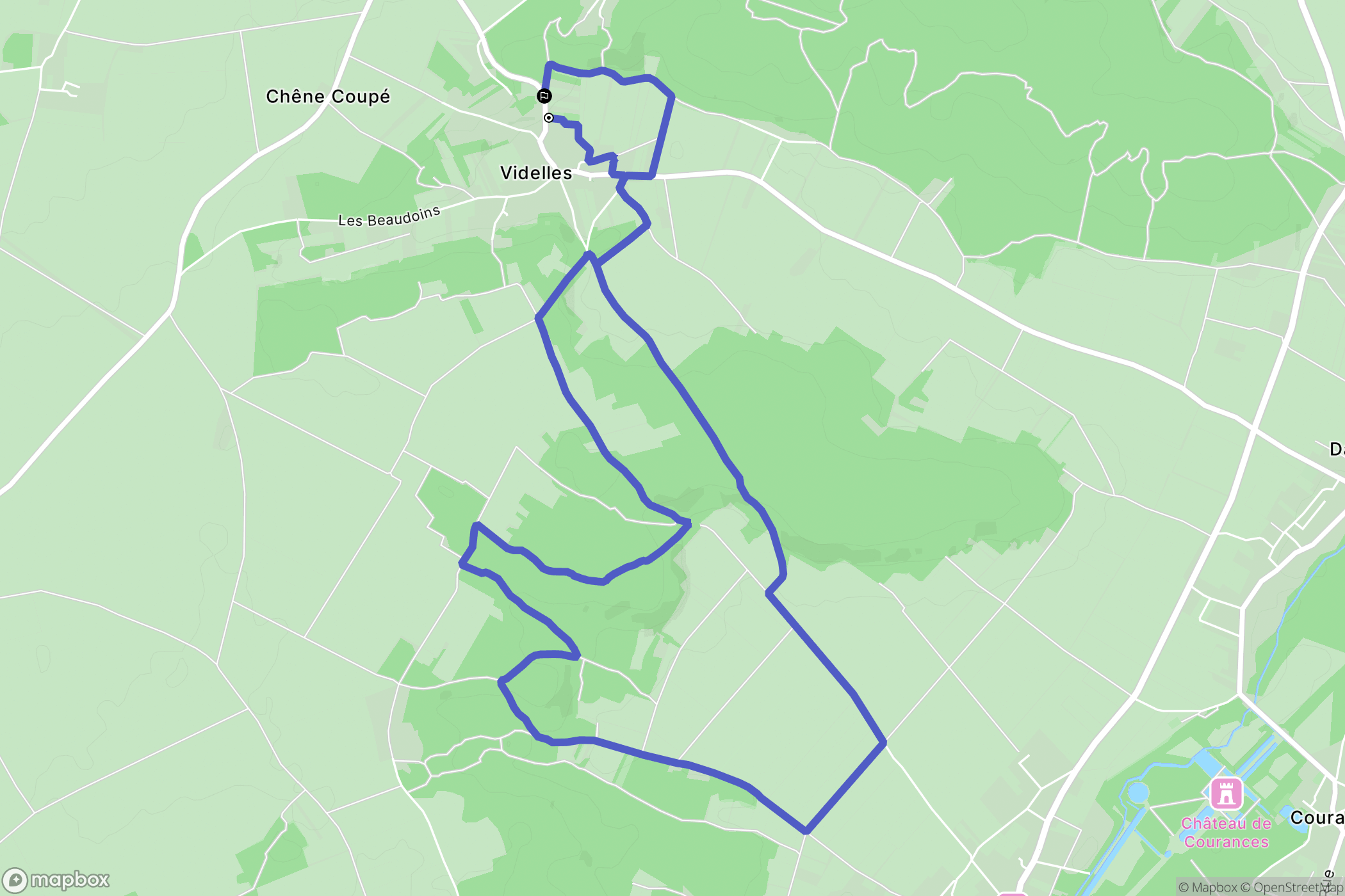 Videlles : carte du parcours de randonnée - France