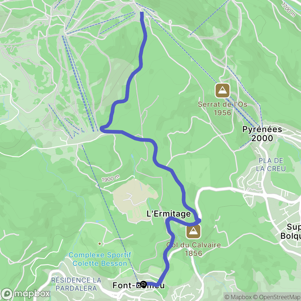 Font-Romeu-Odeillo-Via : carte du parcours de randonnée - France