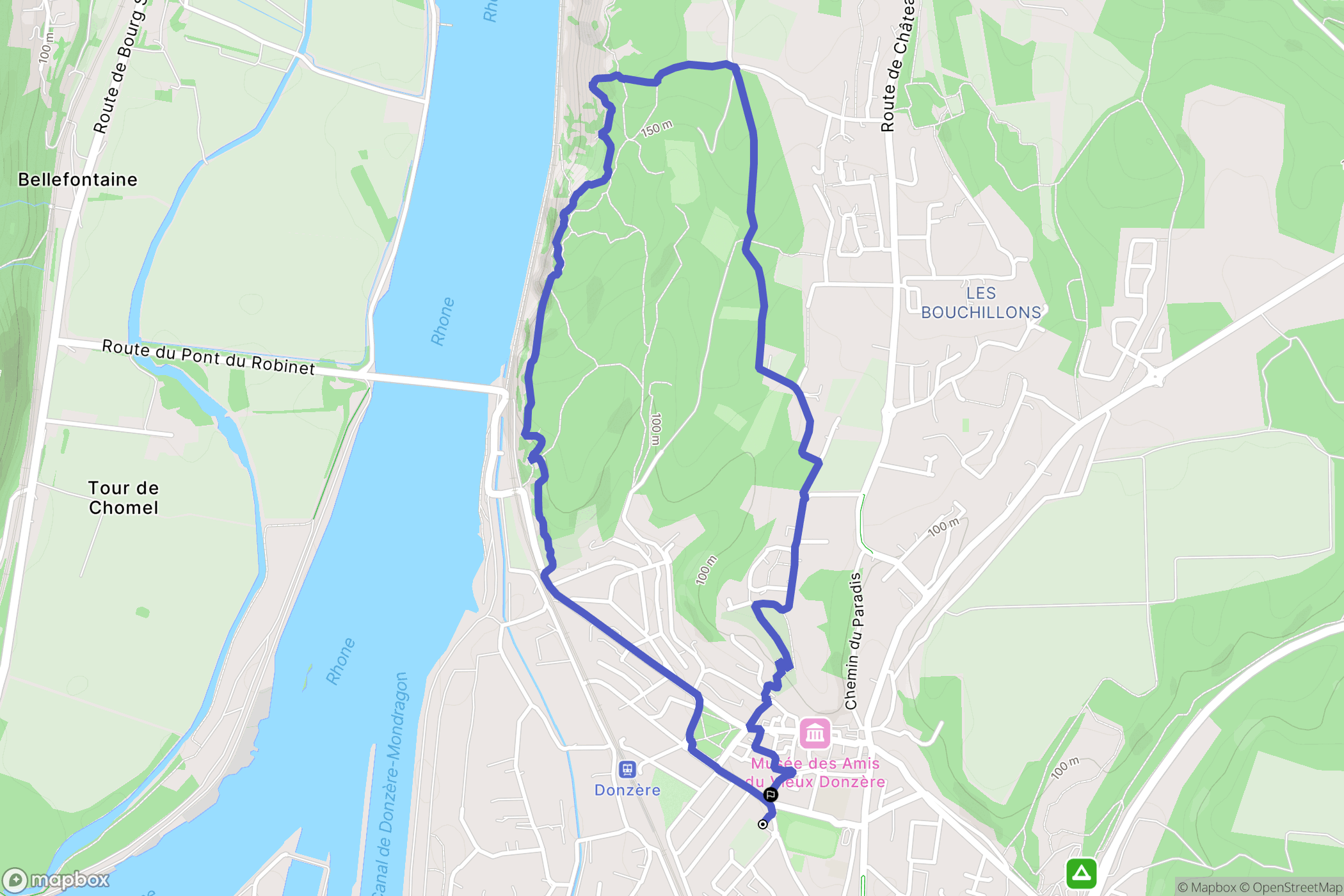 Donzère : carte du parcours de randonnée - France