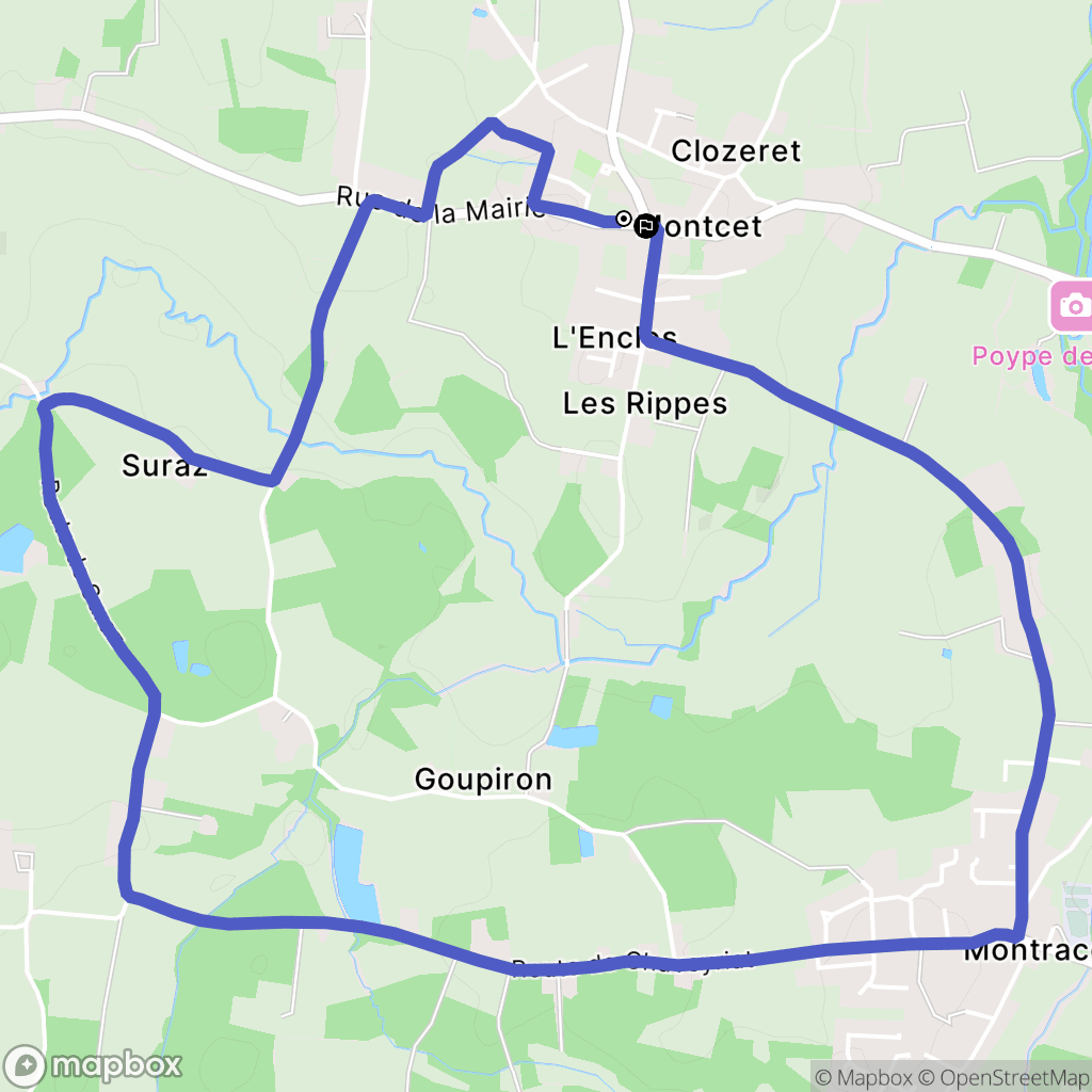 Montcet : carte du parcours de randonnée - France