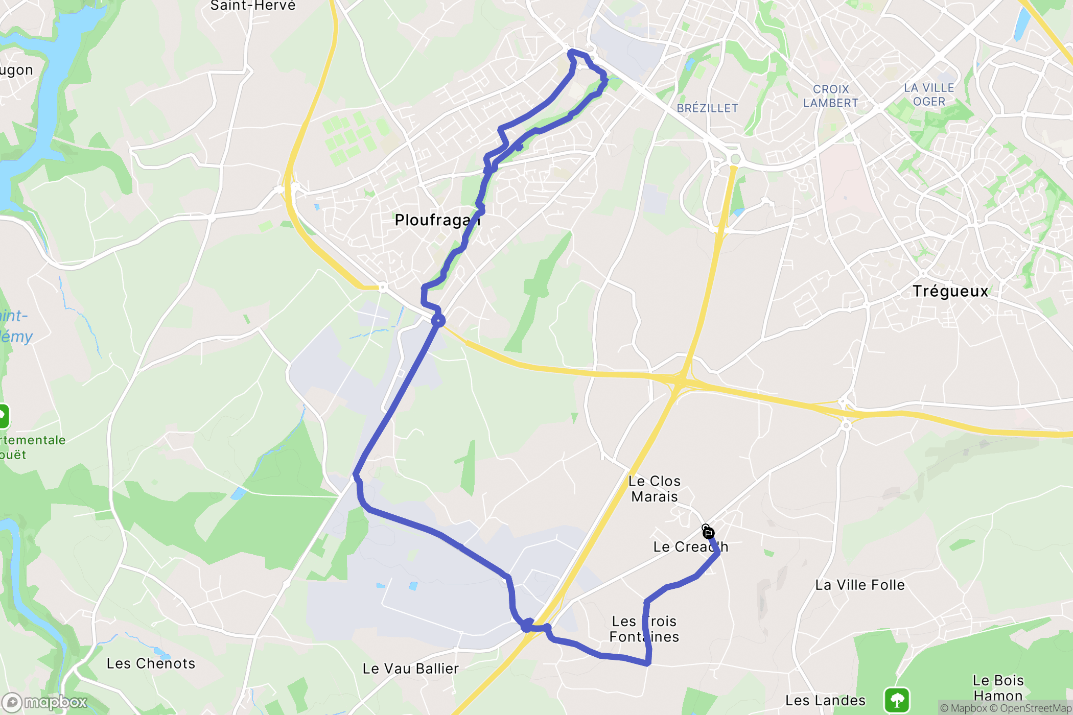 Plédran : carte du parcours de randonnée - France