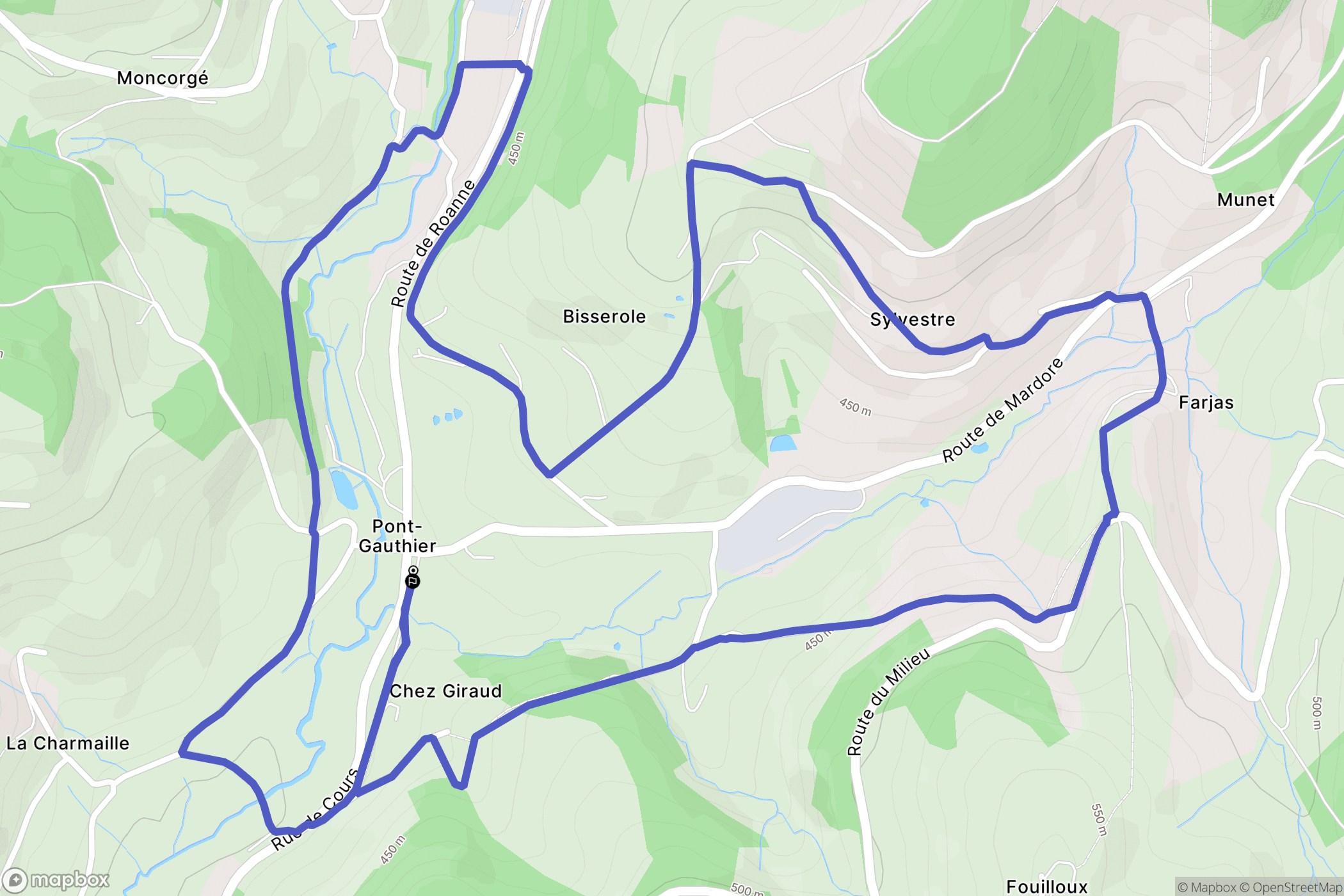 Cours : carte du parcours de randonnée - France