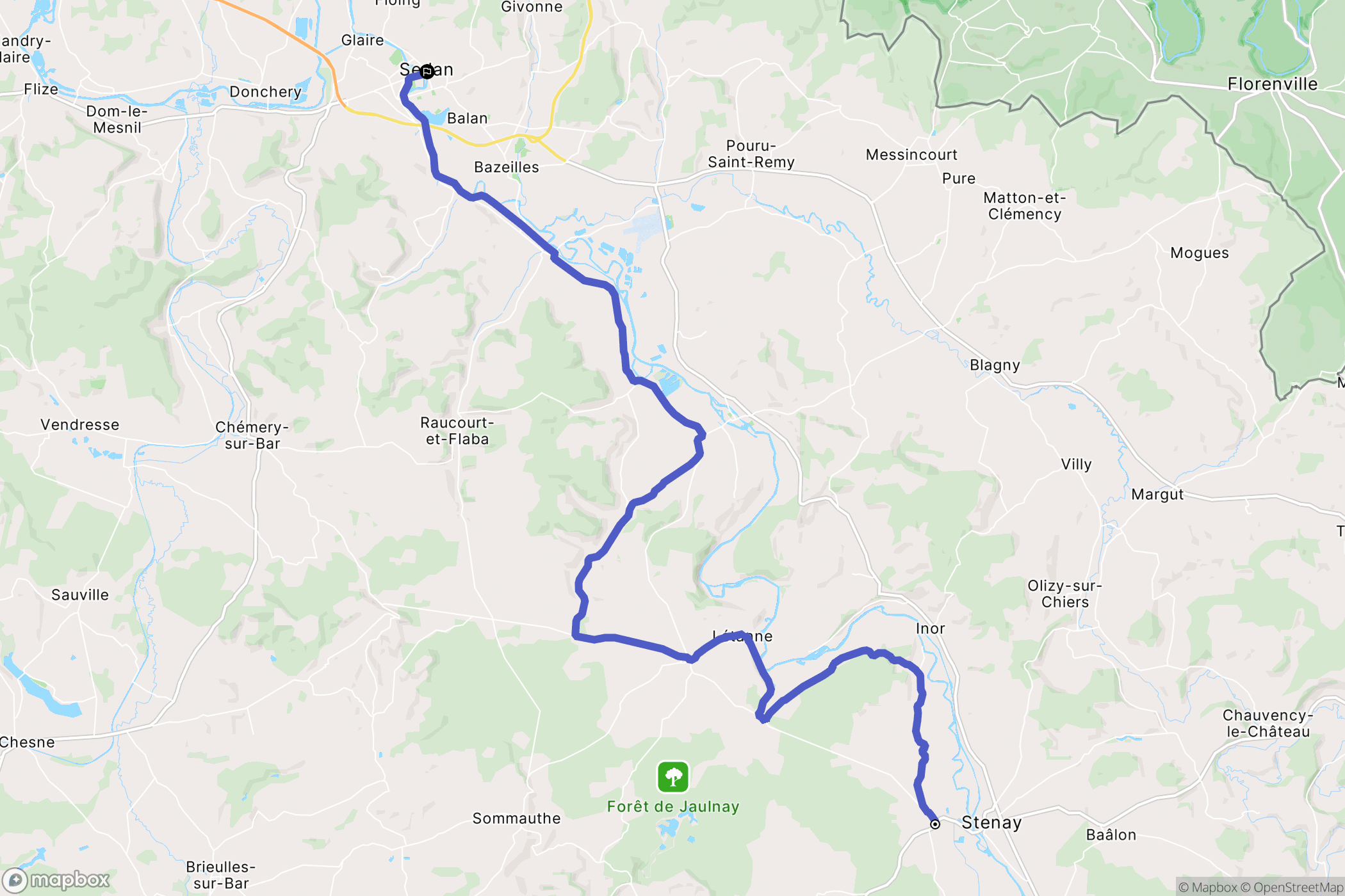 Laneuville-sur-Meuse : carte du parcours de randonnée - France