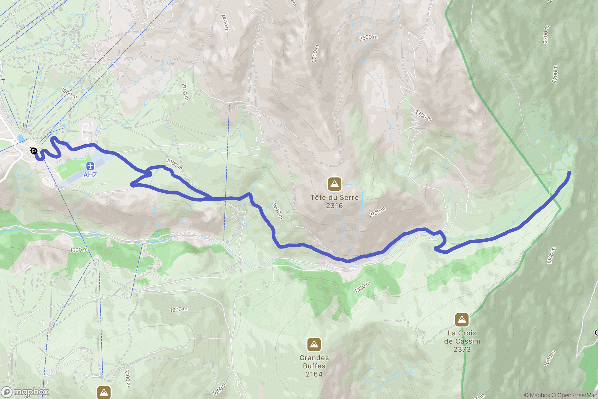 Huez : carte du parcours de randonnée - France