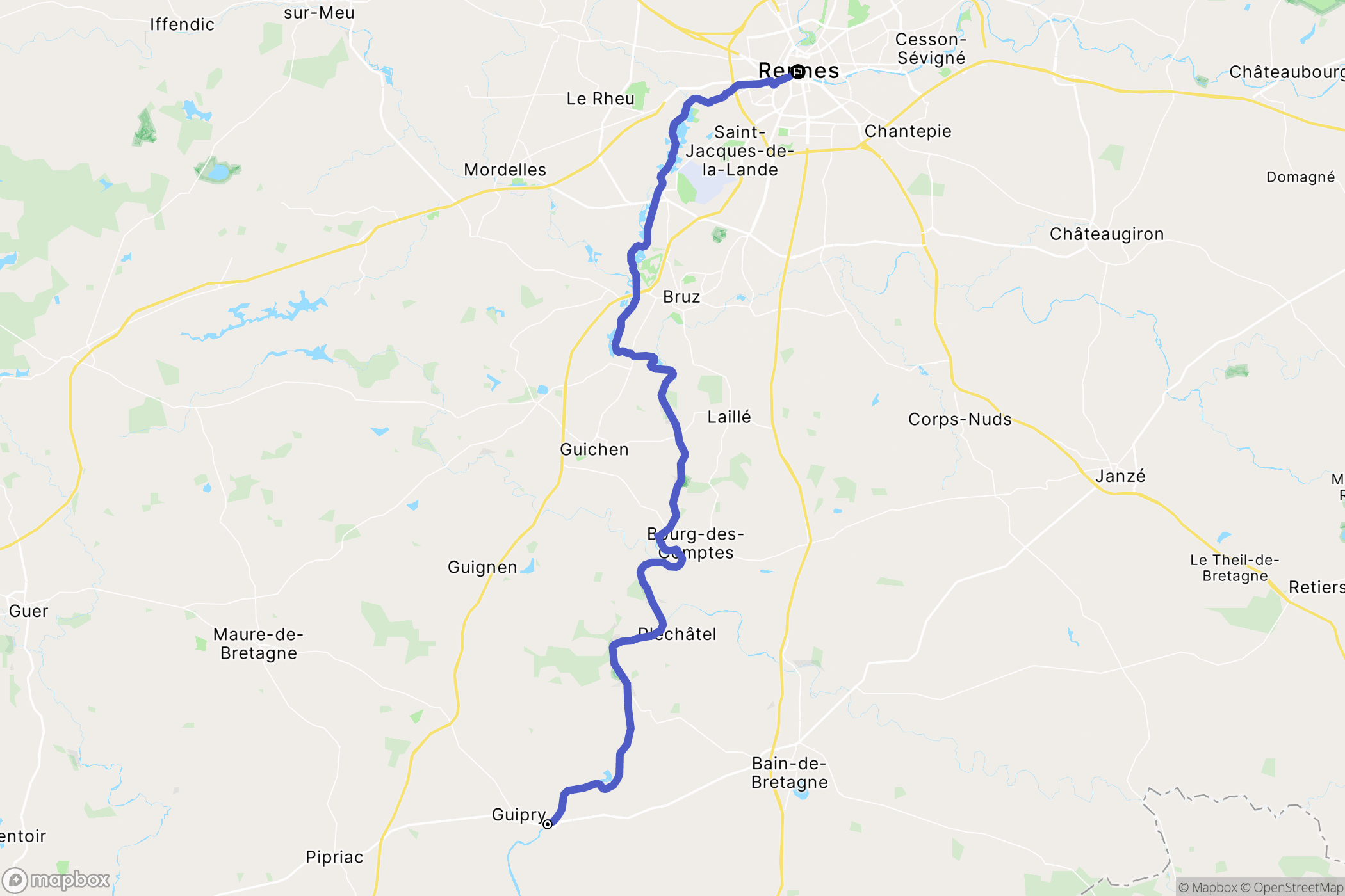 Guipry-Messac : carte du parcours de randonnée - France