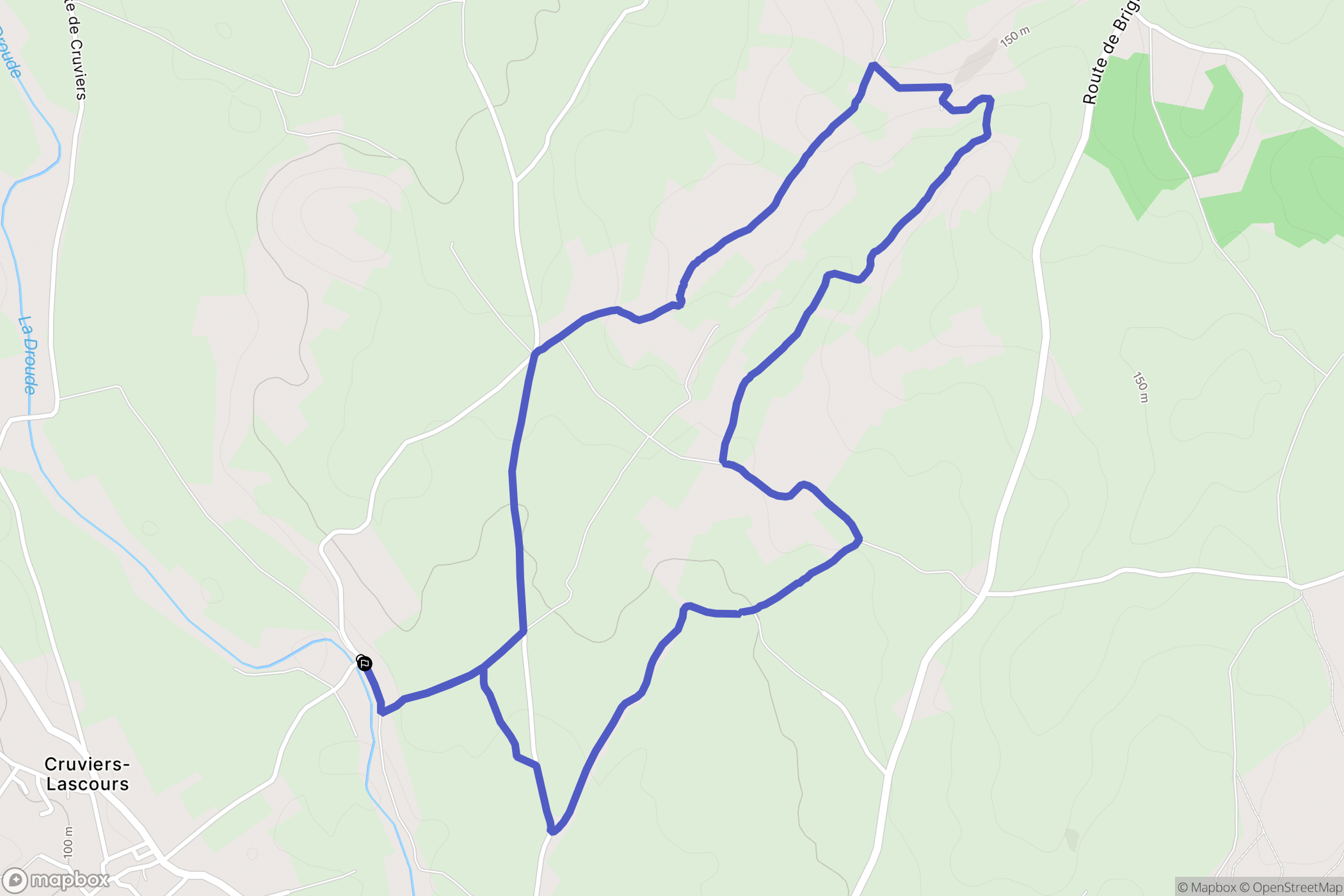 Cruviers-Lascours : carte du parcours de randonnée - France