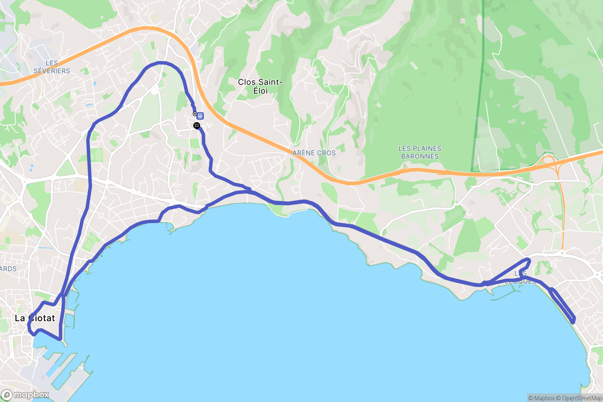 La Ciotat : carte du parcours de randonnée - France