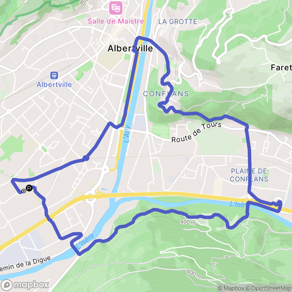 Albertville : carte du parcours de randonnée - France