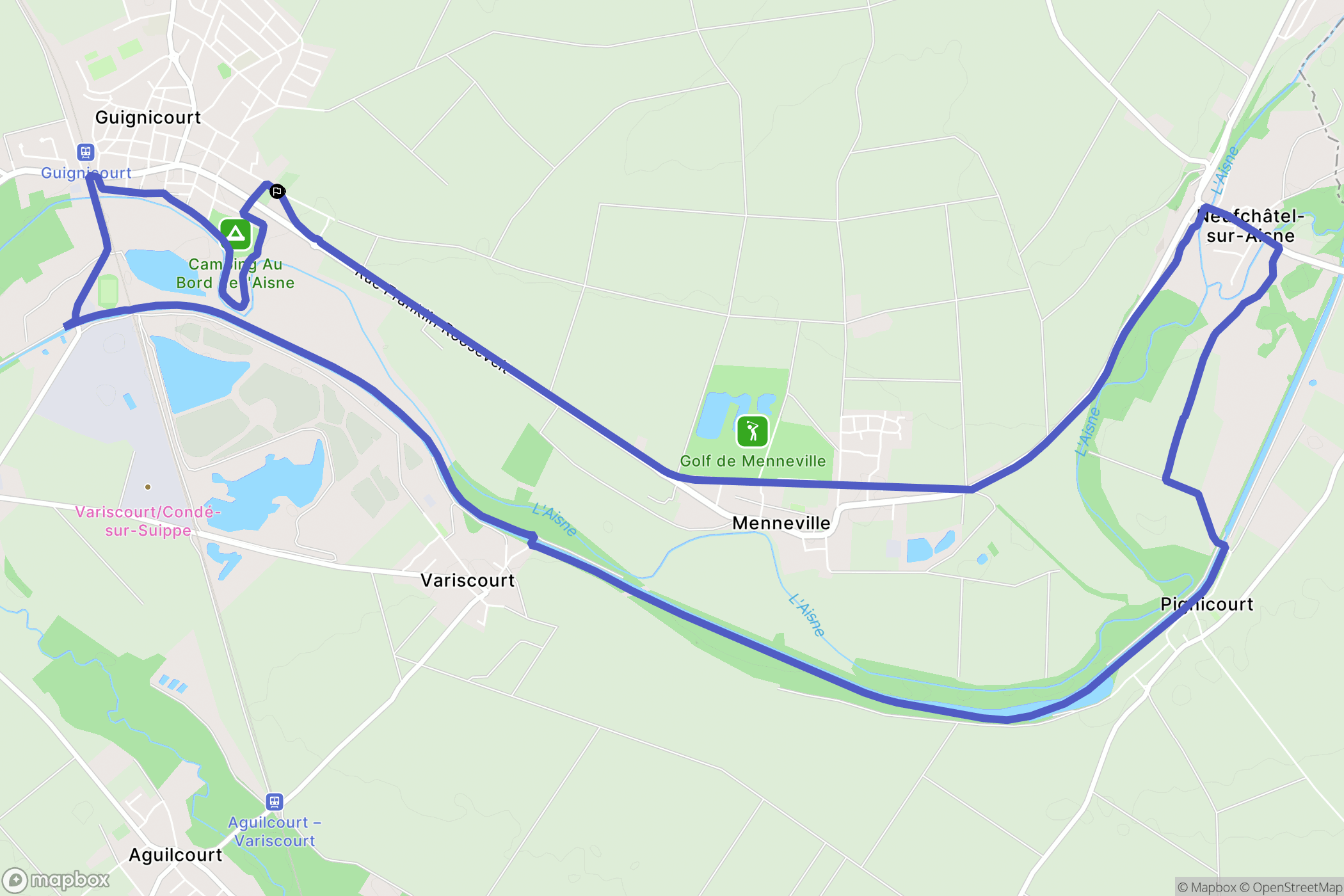 Villeneuve-sur-Aisne : carte du parcours de randonnée - France