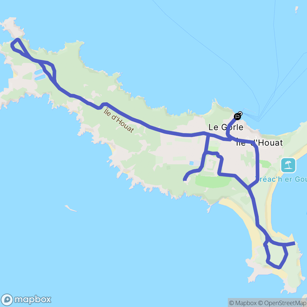 Île-d'Houat : carte du parcours de randonnée - France