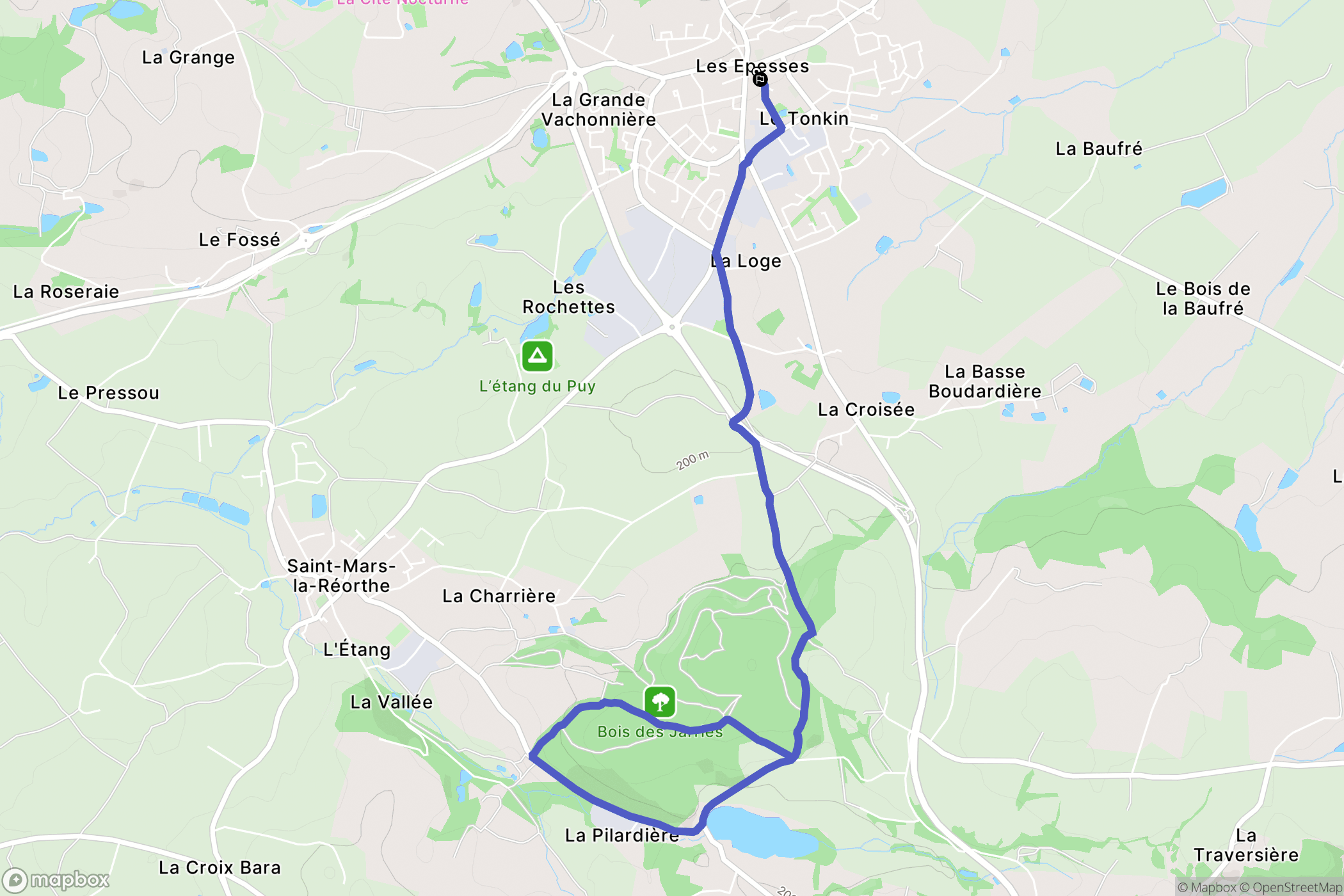Les Epesses : carte du parcours de randonnée - France