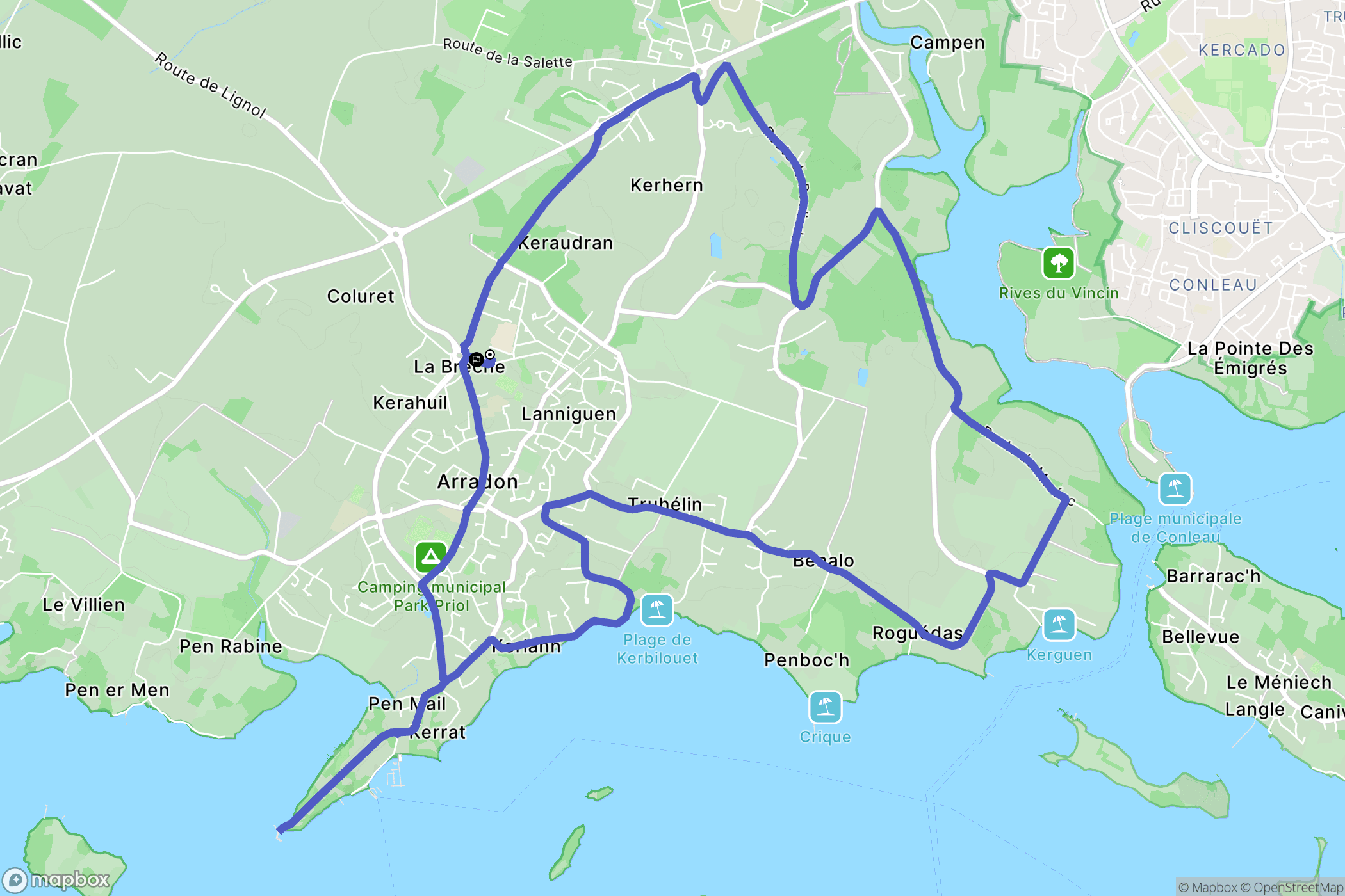 Arradon : carte du parcours de randonnée - France