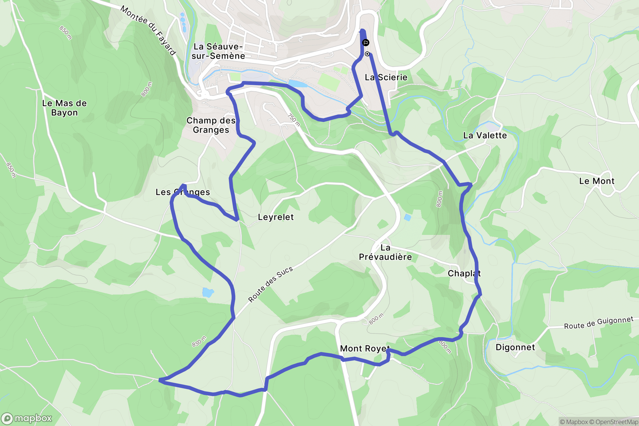 La Séauve-sur-Semène : carte du parcours de randonnée - France
