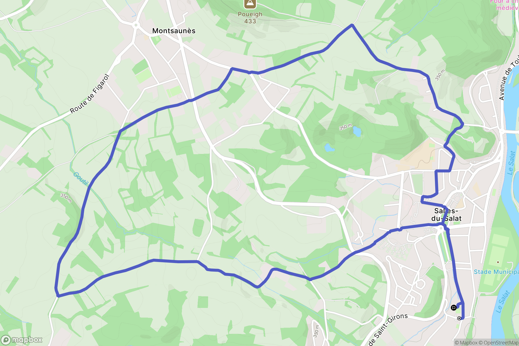 Salies-du-Salat : carte du parcours de randonnée - France