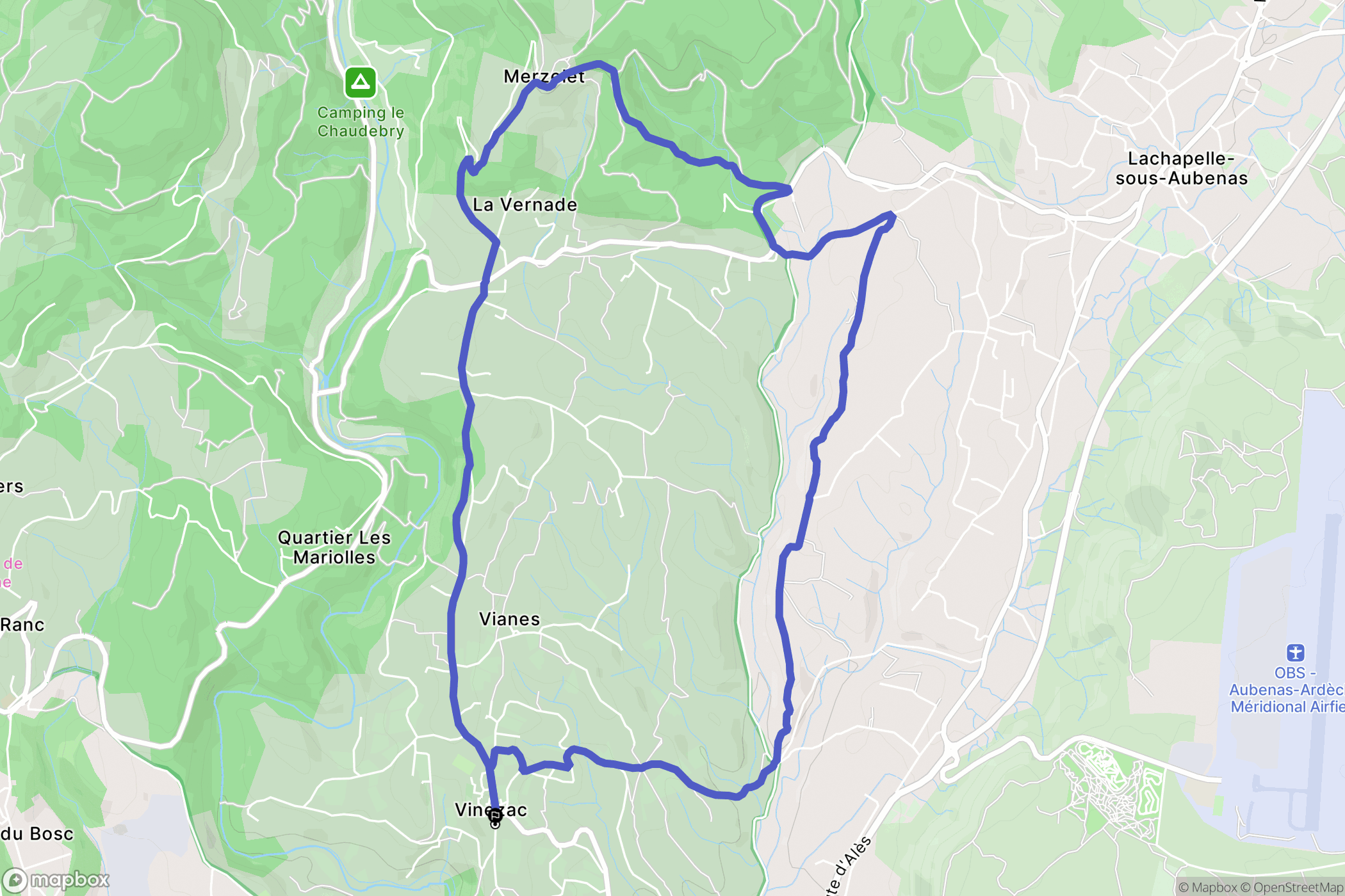 Vinezac : carte du parcours de randonnée - France