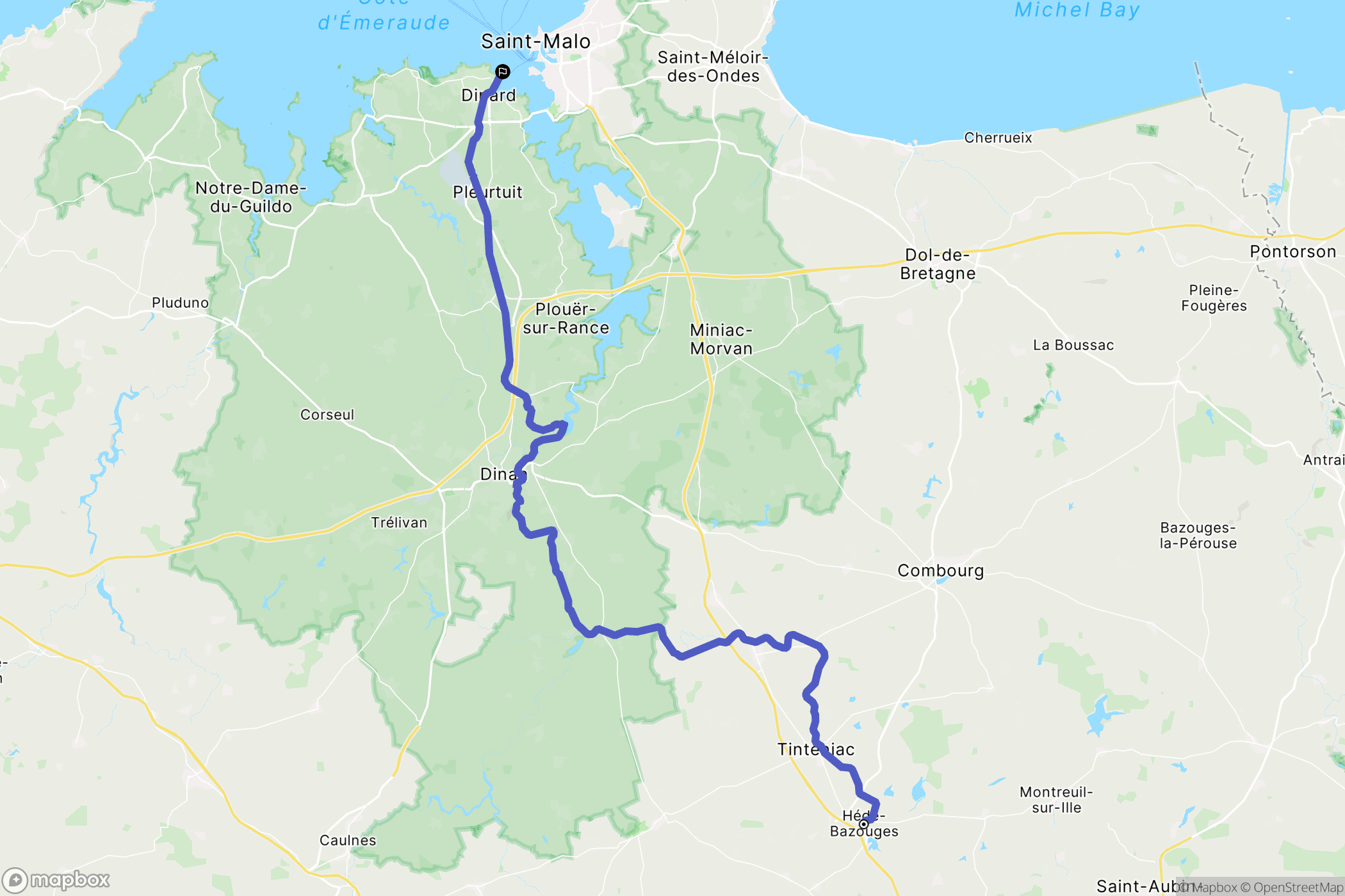 Hédé-Bazouges : carte du parcours de randonnée - France