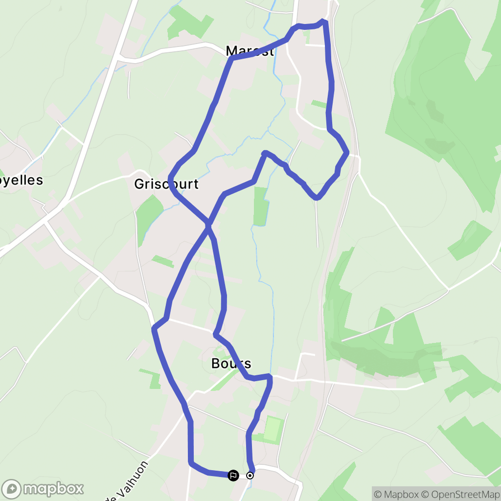 Bours : carte du parcours de randonnée - France