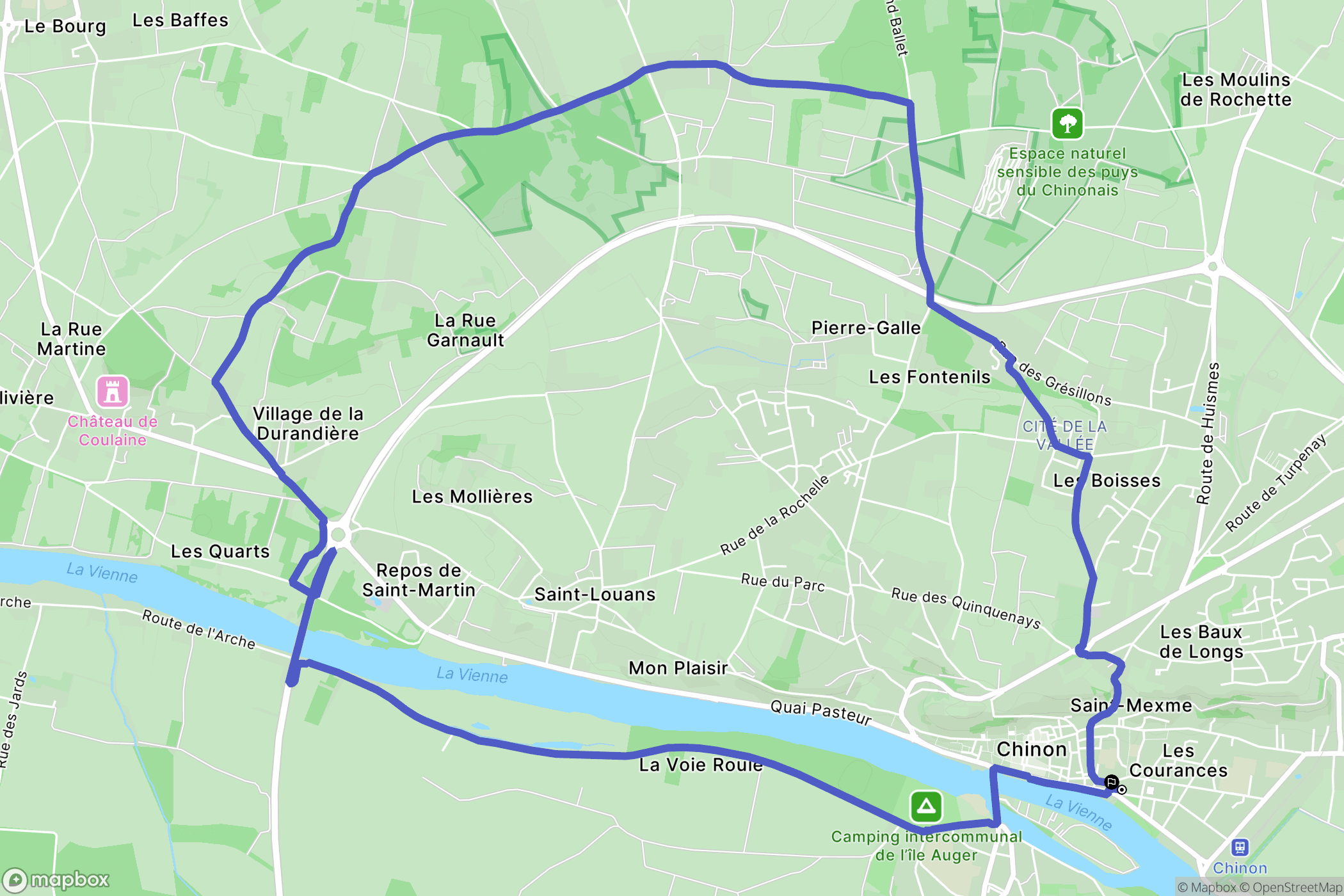 Chinon : carte du parcours de randonnée - France