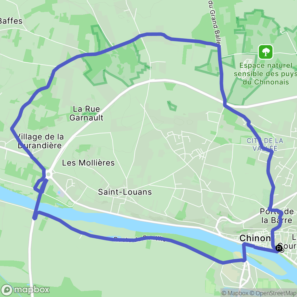 Chinon : carte du parcours de randonnée - France