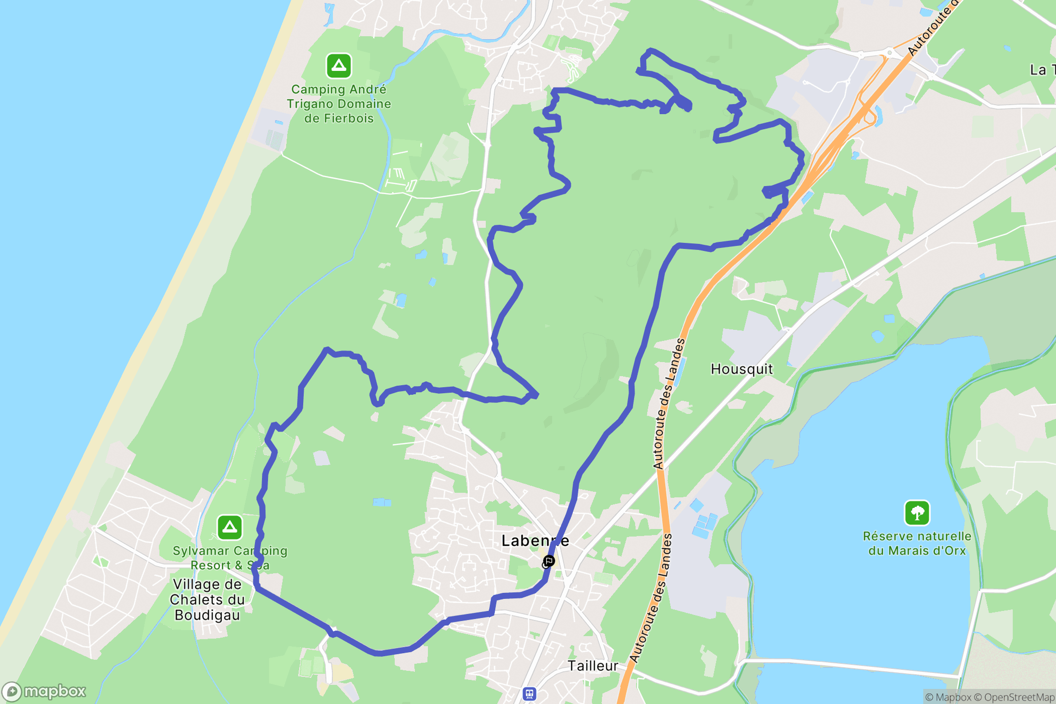 Labenne : carte du parcours de randonnée - France