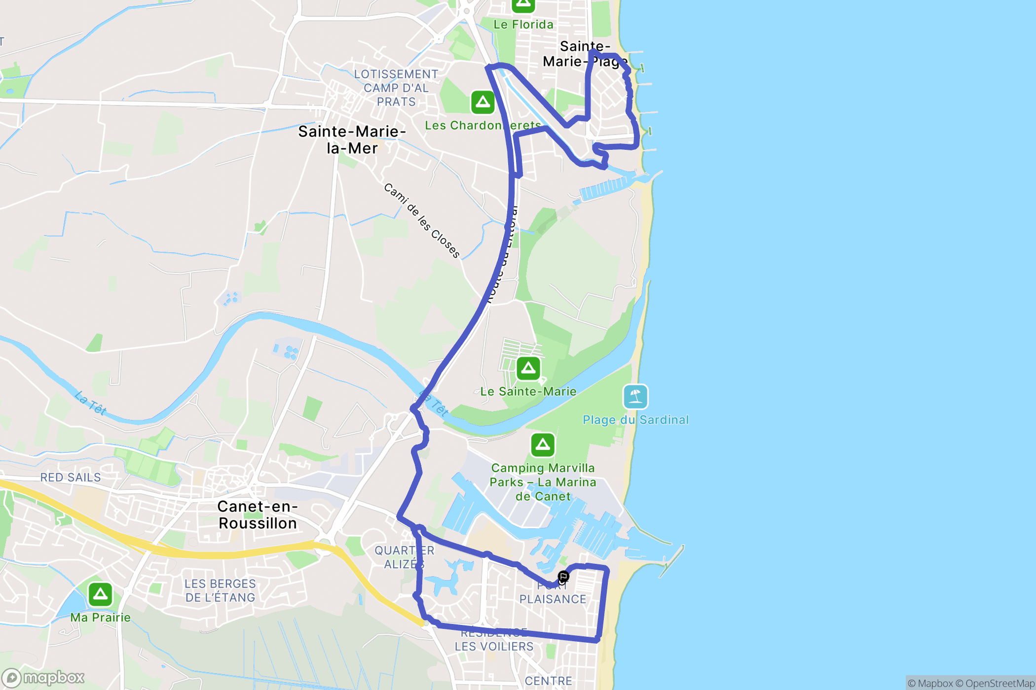 Canet-en-Roussillon : carte du parcours de randonnée - France