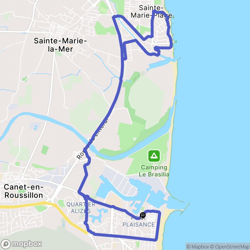 Canet-en-Roussillon : carte du parcours de randonnée - France