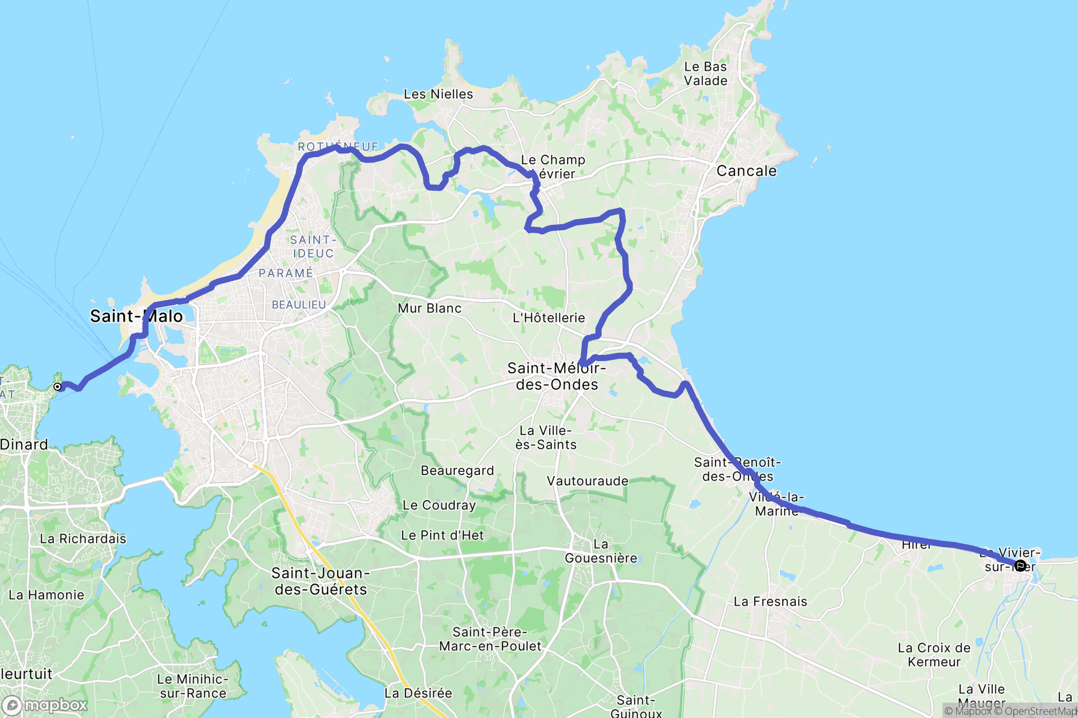 Dinard : carte du parcours de randonnée - France