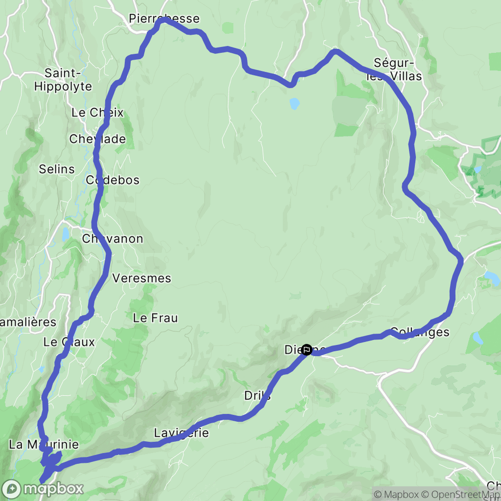 Dienne : carte du parcours de randonnée - France