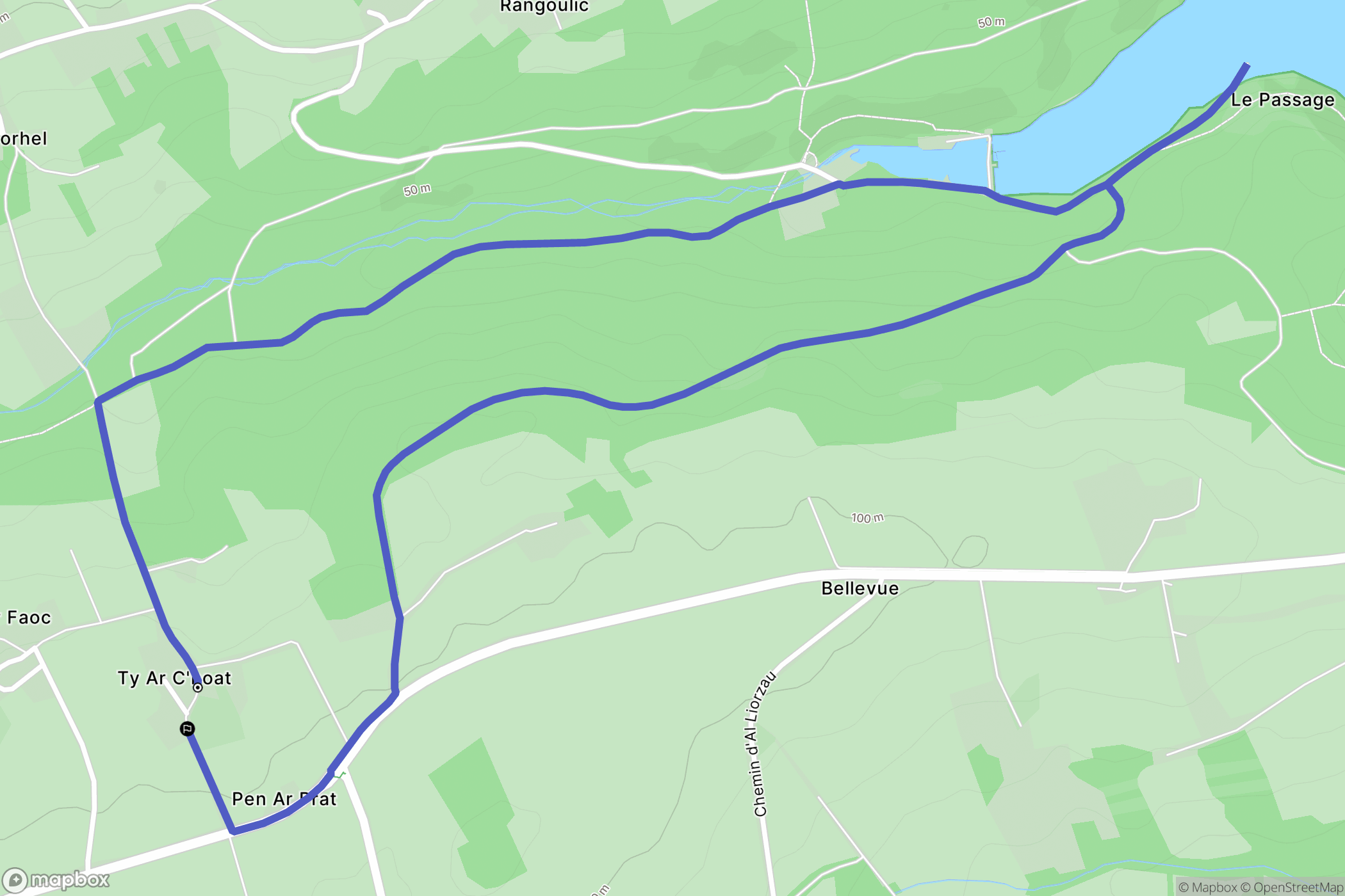 Argol : carte du parcours de randonnée - France