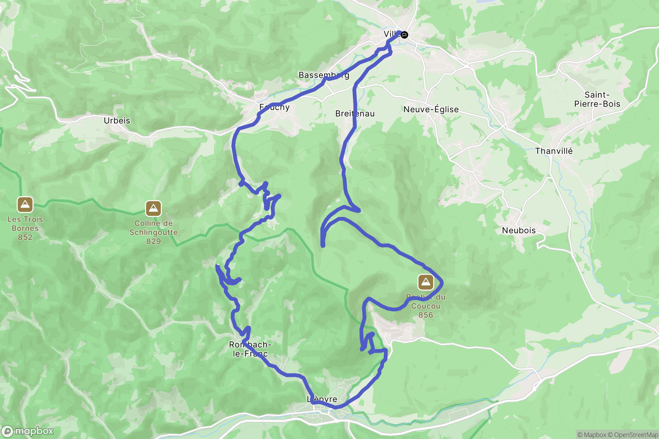 Villé : carte du parcours de randonnée - France