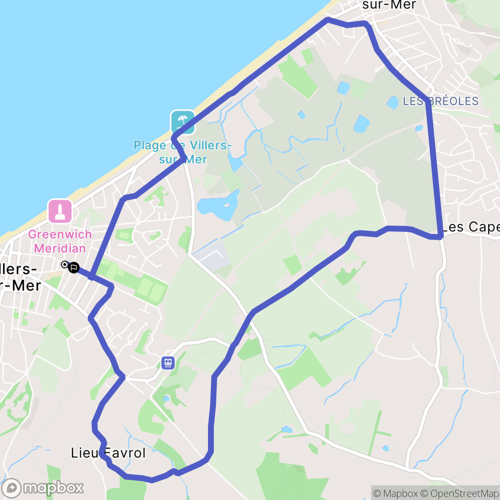 Villers-sur-Mer : carte du parcours de randonnée - France