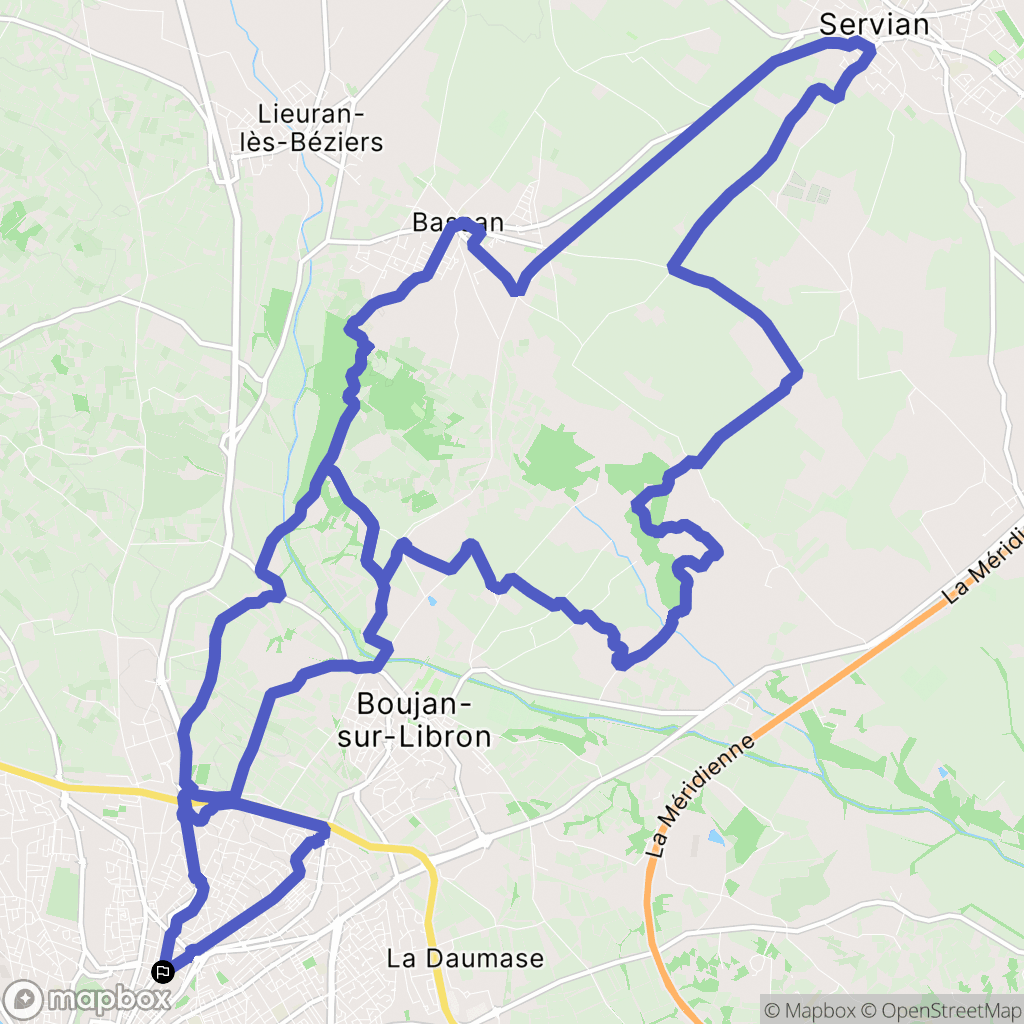 Béziers : carte du parcours de randonnée - France